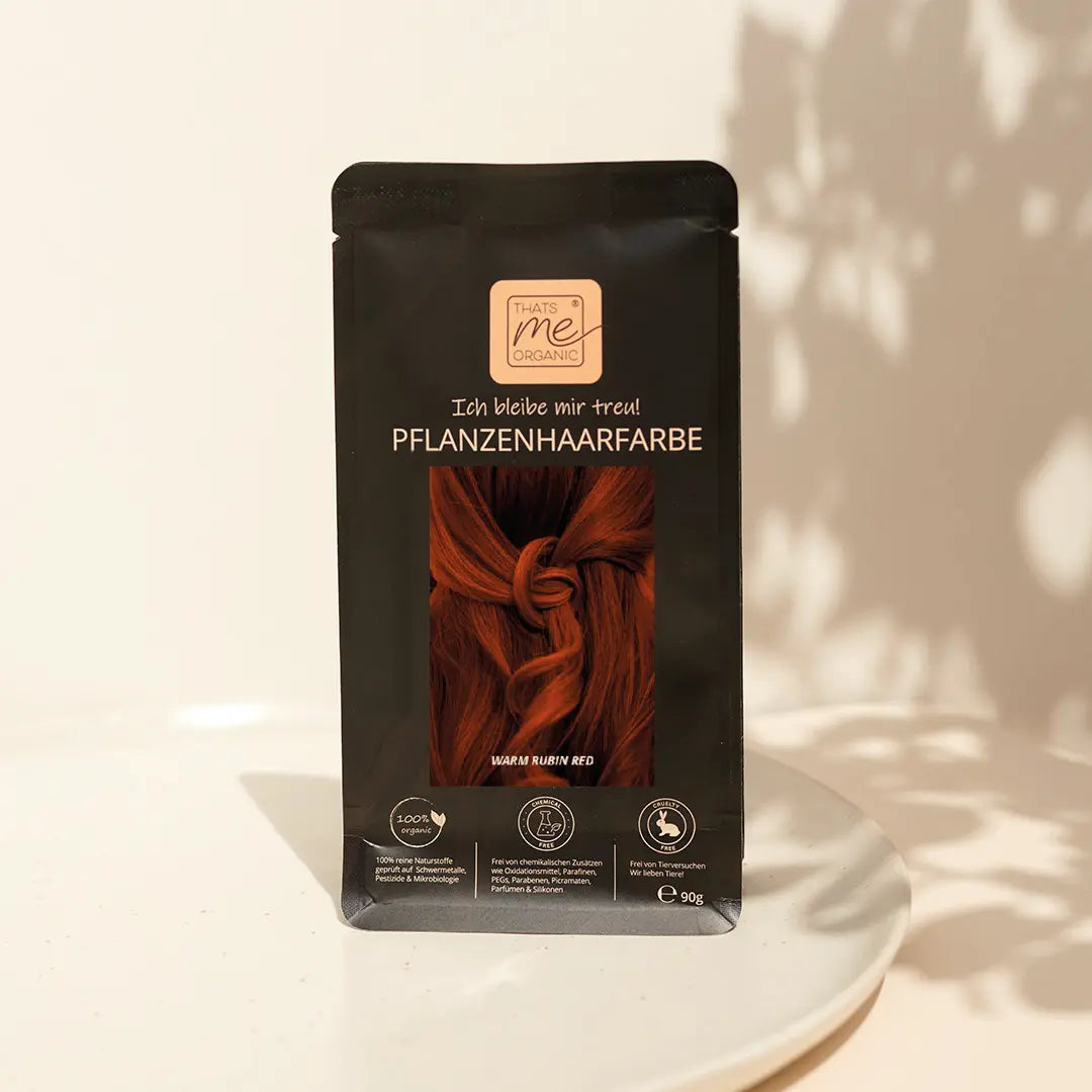 Profi-Pflanzenhaarfarbe "warmes Rubin-Rot - warm rubin red" 90g Nachfüllpack