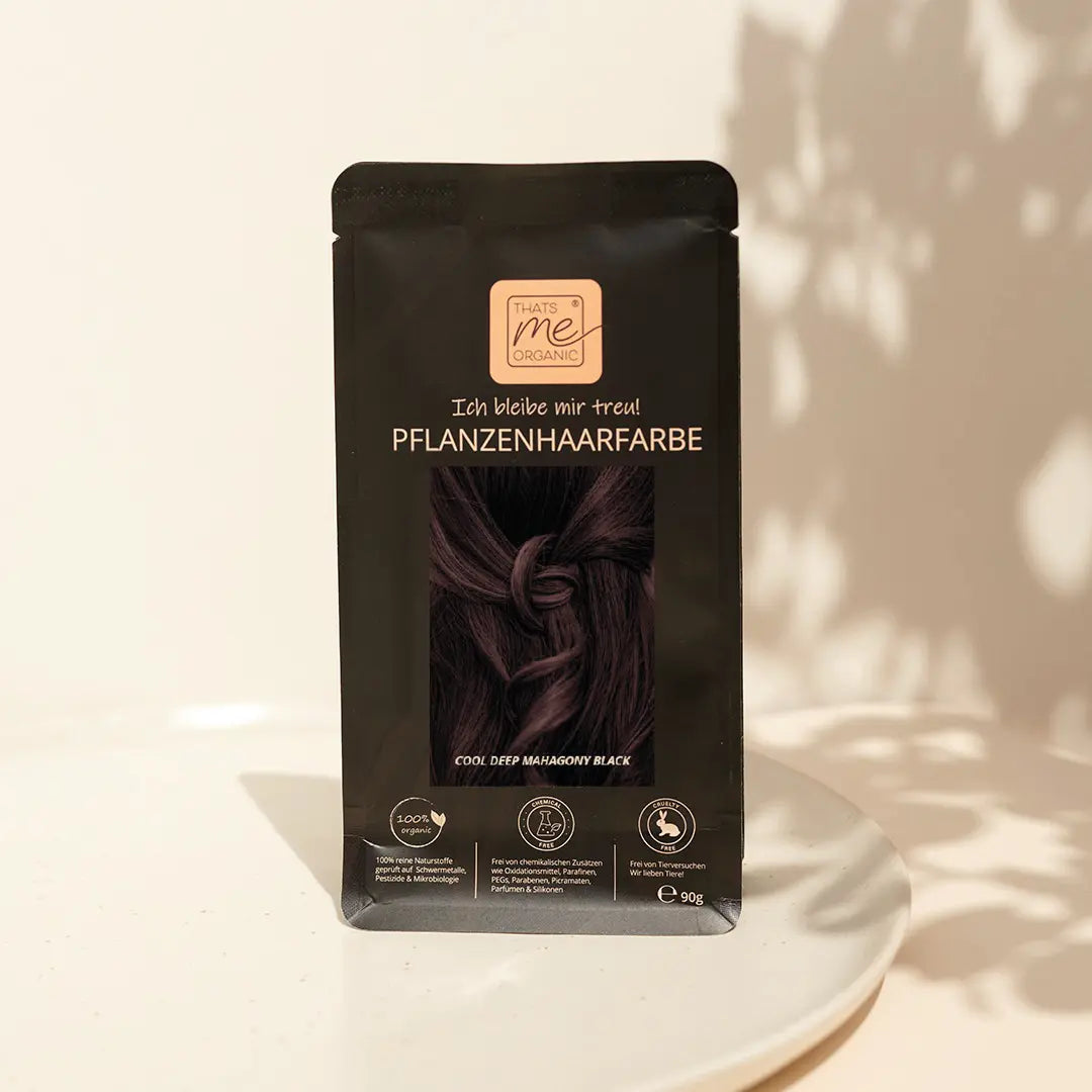 Profi-Pflanzenhaarfarbe SET kühles dunkles Mahagony-Schwarz "cool deep mahagony black"