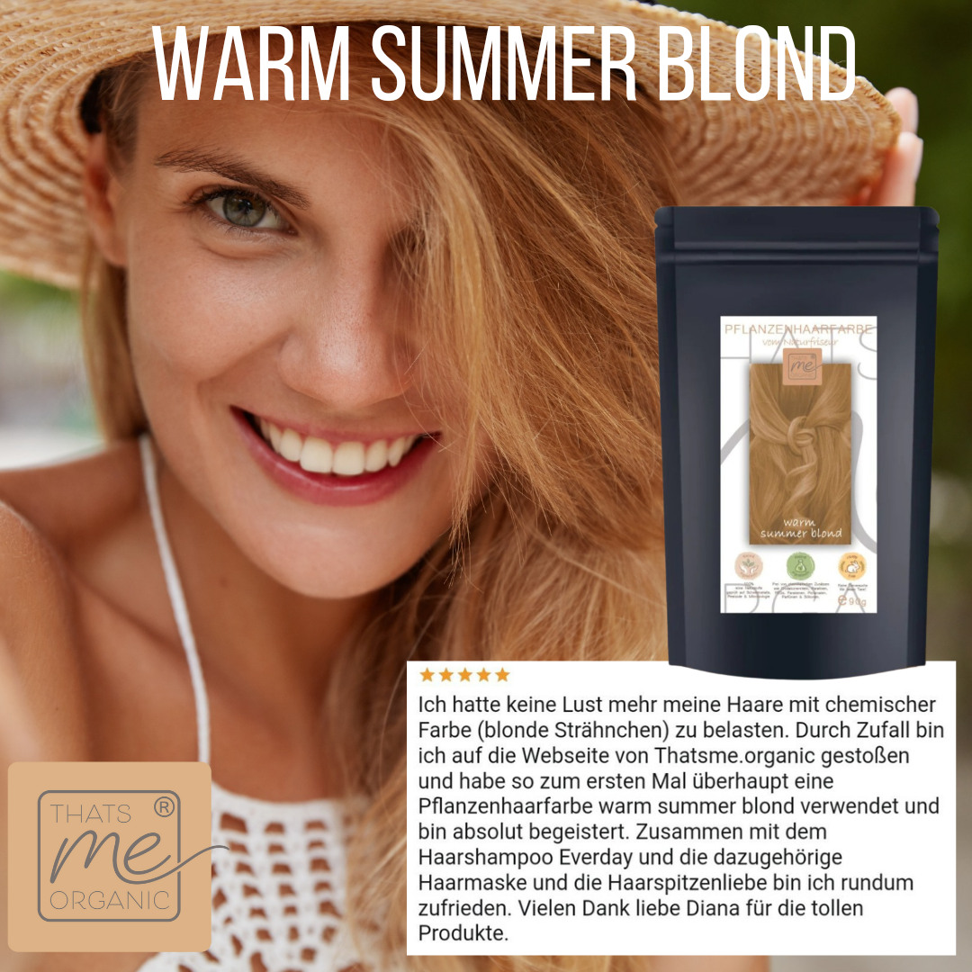 Profi-Pflanzenhaarfarbe warmes Sommer-Blond "warm summer blond" 90g Nachfüllpack - ohne Rotanteil