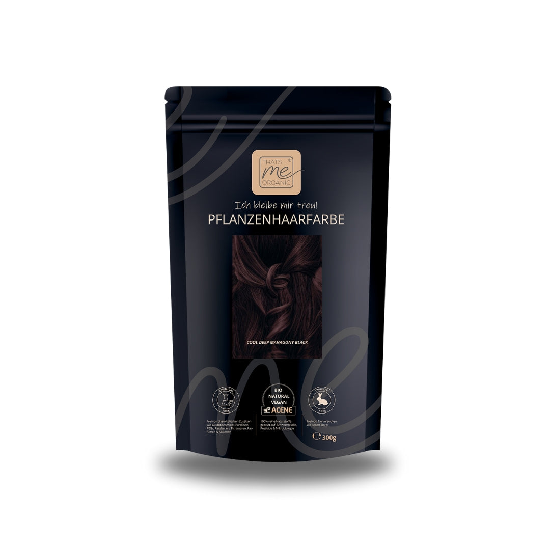 Limited Edition 300g Profi-Pflanzenhaarfarbe kühles dunkles Mahagony-Schwarz "cool deep mahagony black"