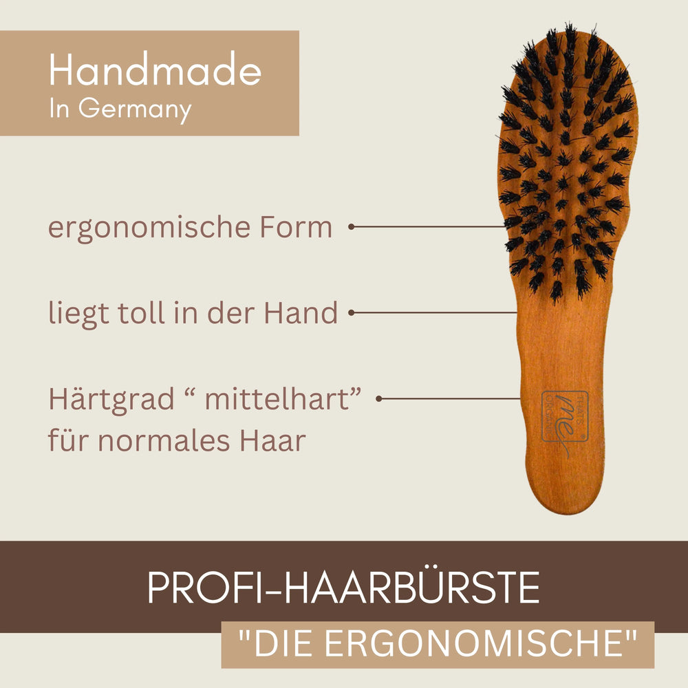Spar Set Profi-Haarbürste Klassikform Die Ergonomische" + Bürstenreiniger + Pflegeshampoo