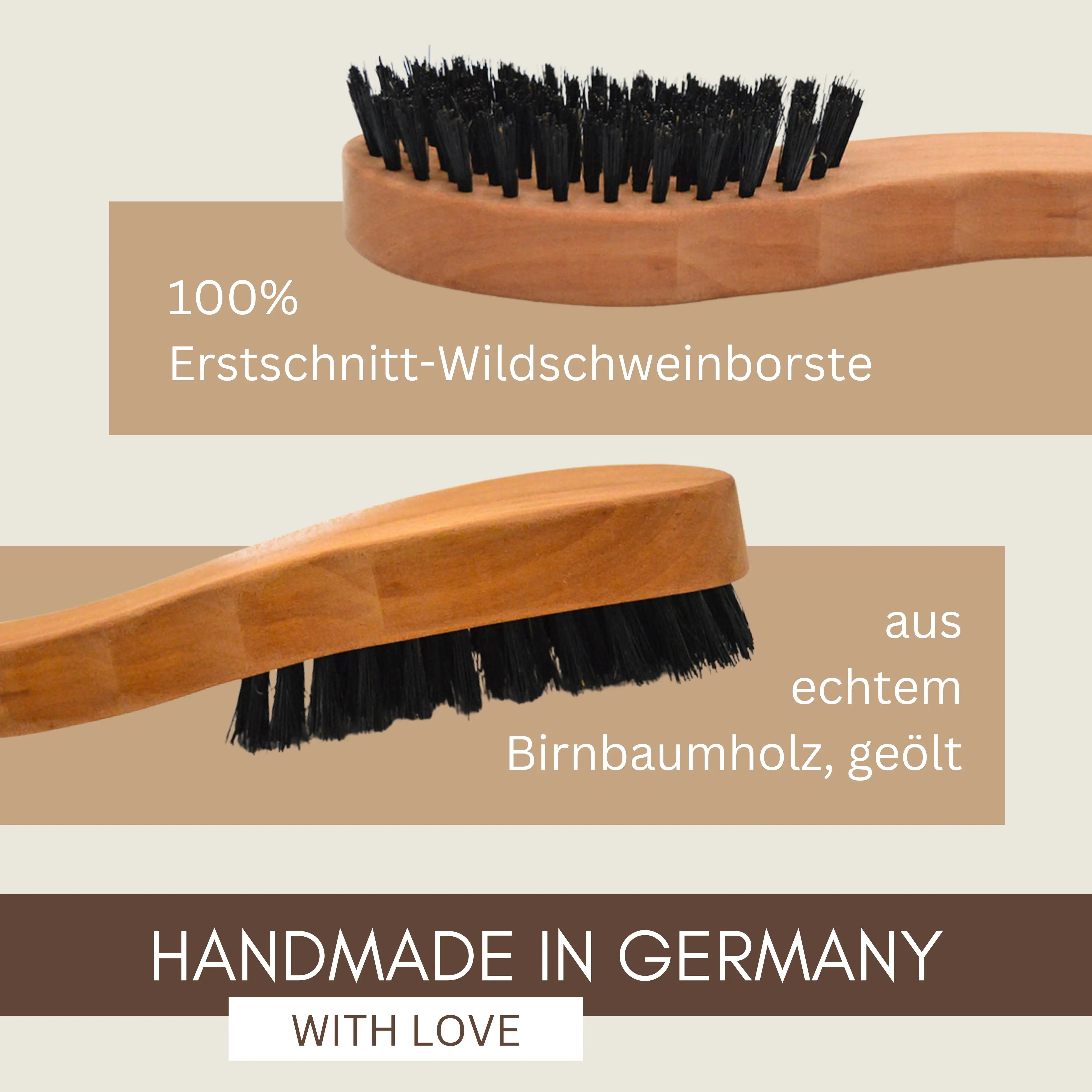 Spazzola professionale a forma di dito “The Ergonomic” in legno di pero e setole di cinghiale