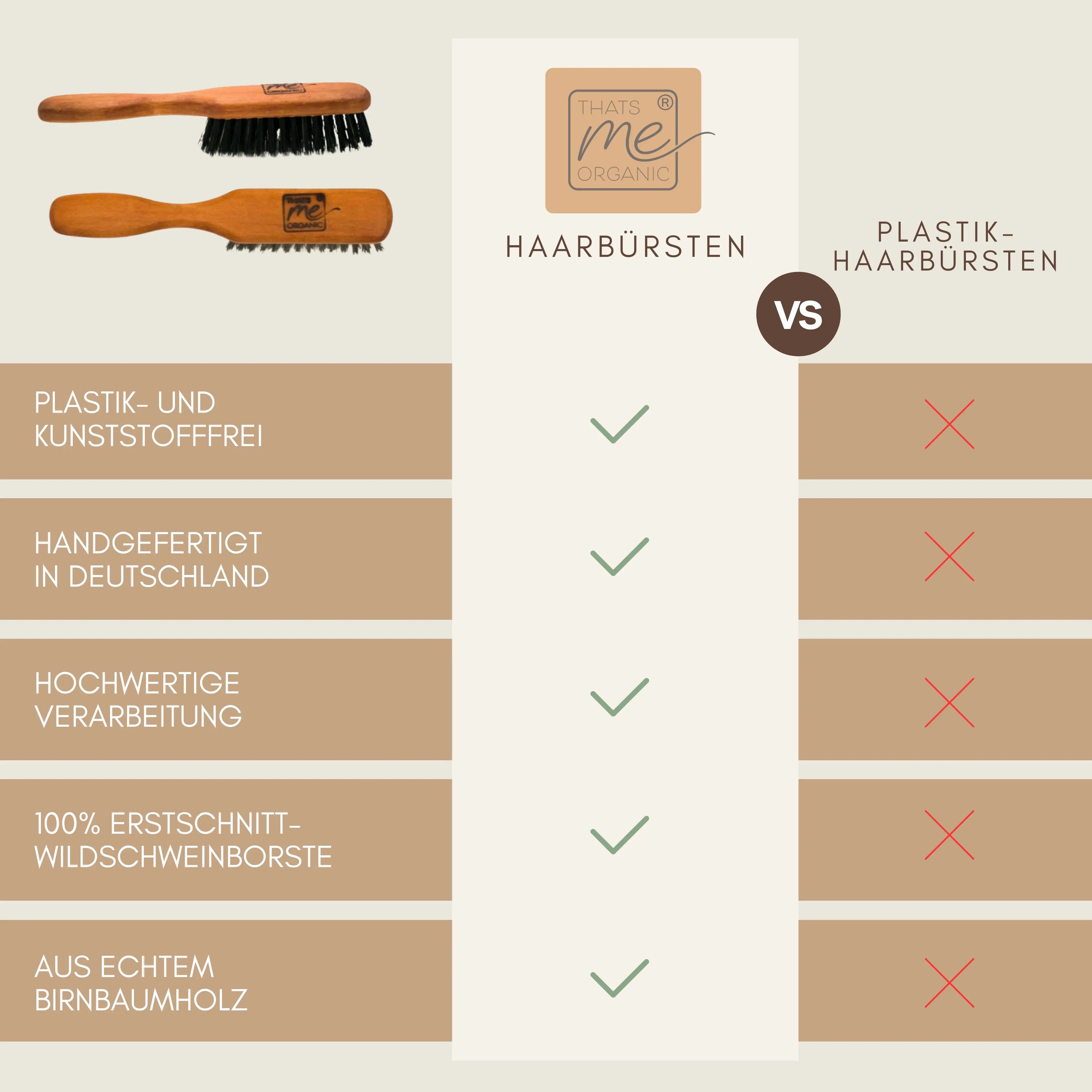 Profi Haar-& Bartbürste "Mini" aus Birnbaumholz & Wildschweinborste