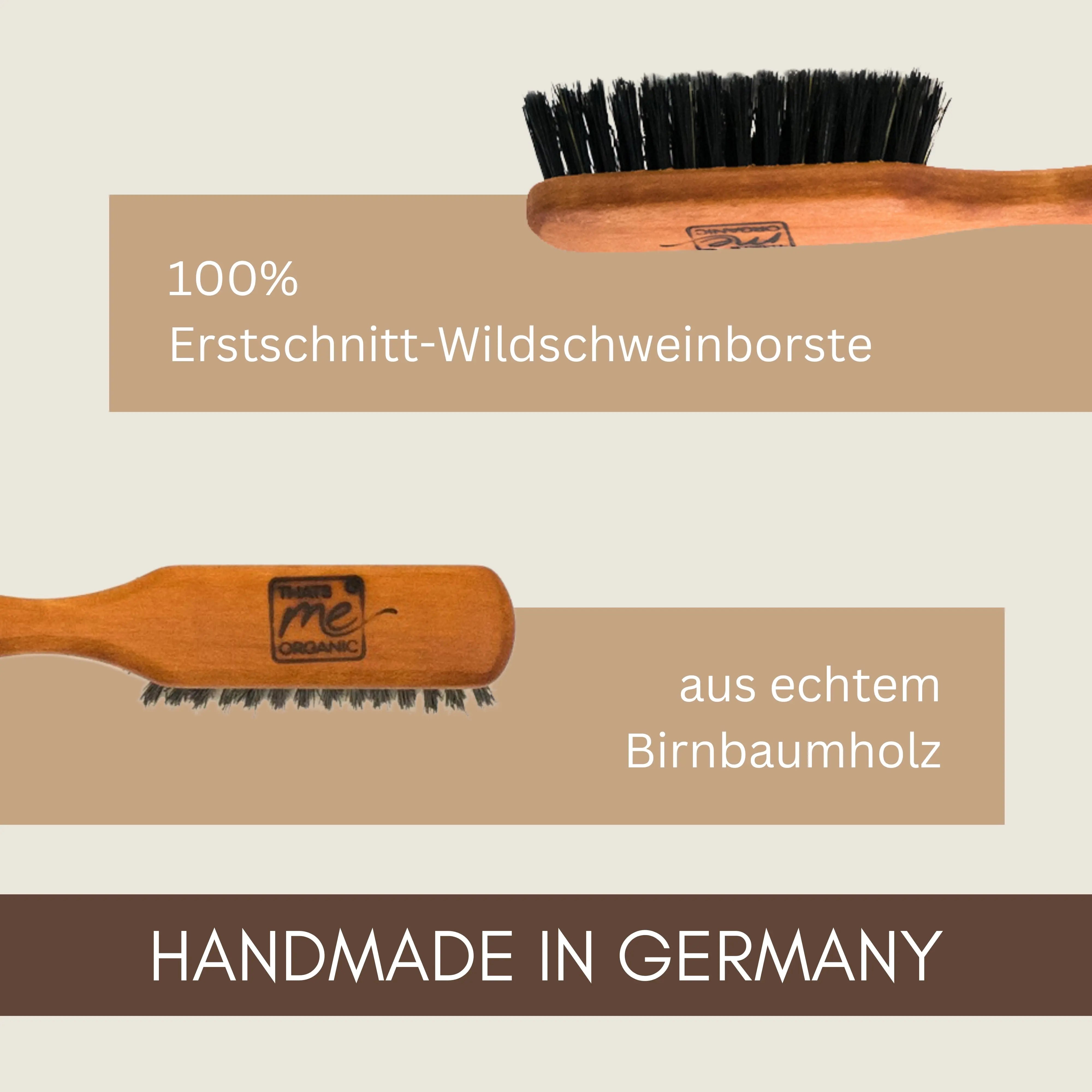 Profi Haar-& Bartbürste "Mini" aus Birnbaumholz & Wildschweinborste