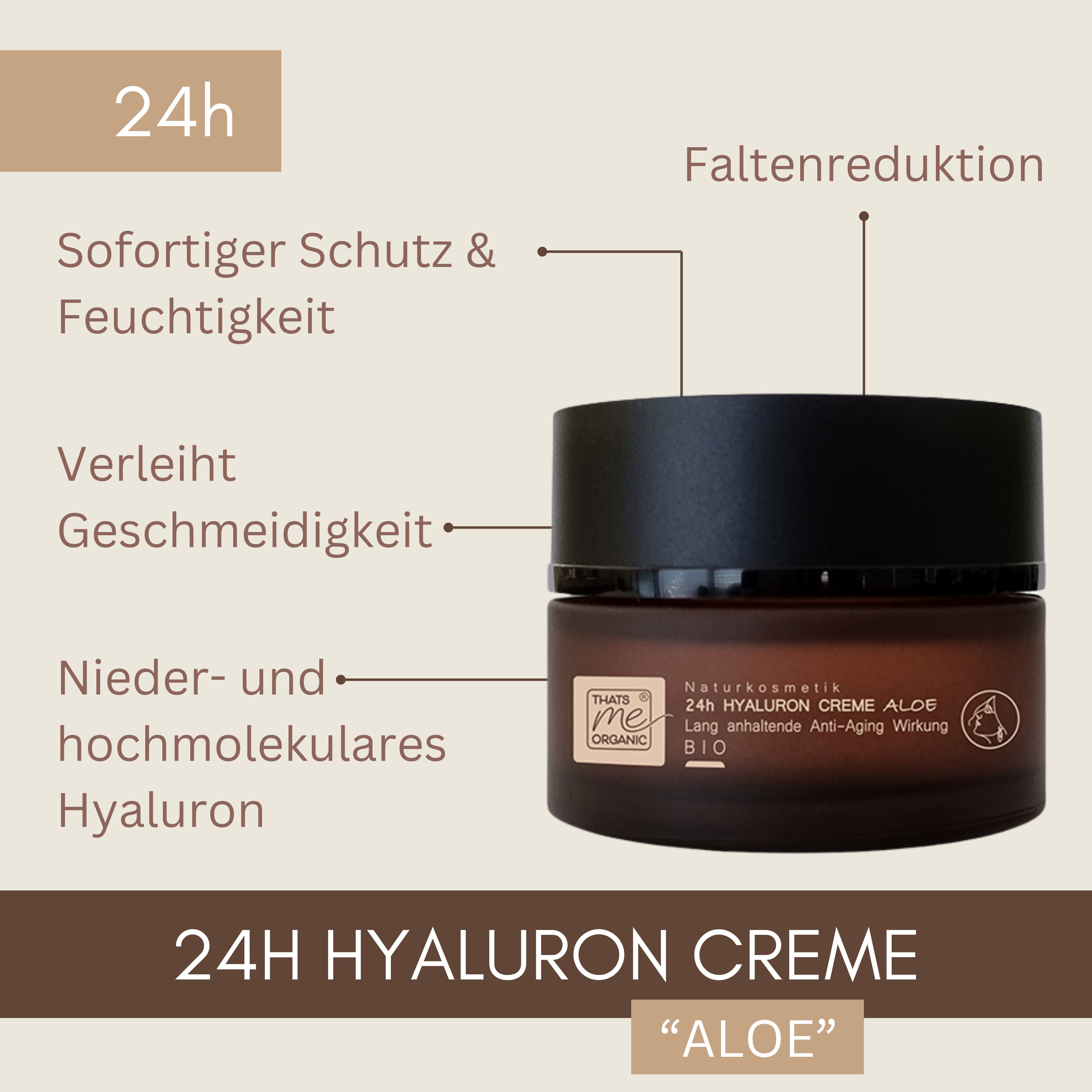 24h anti-aging hyaluronic cream aloe - 50ml organic natural cosmetics