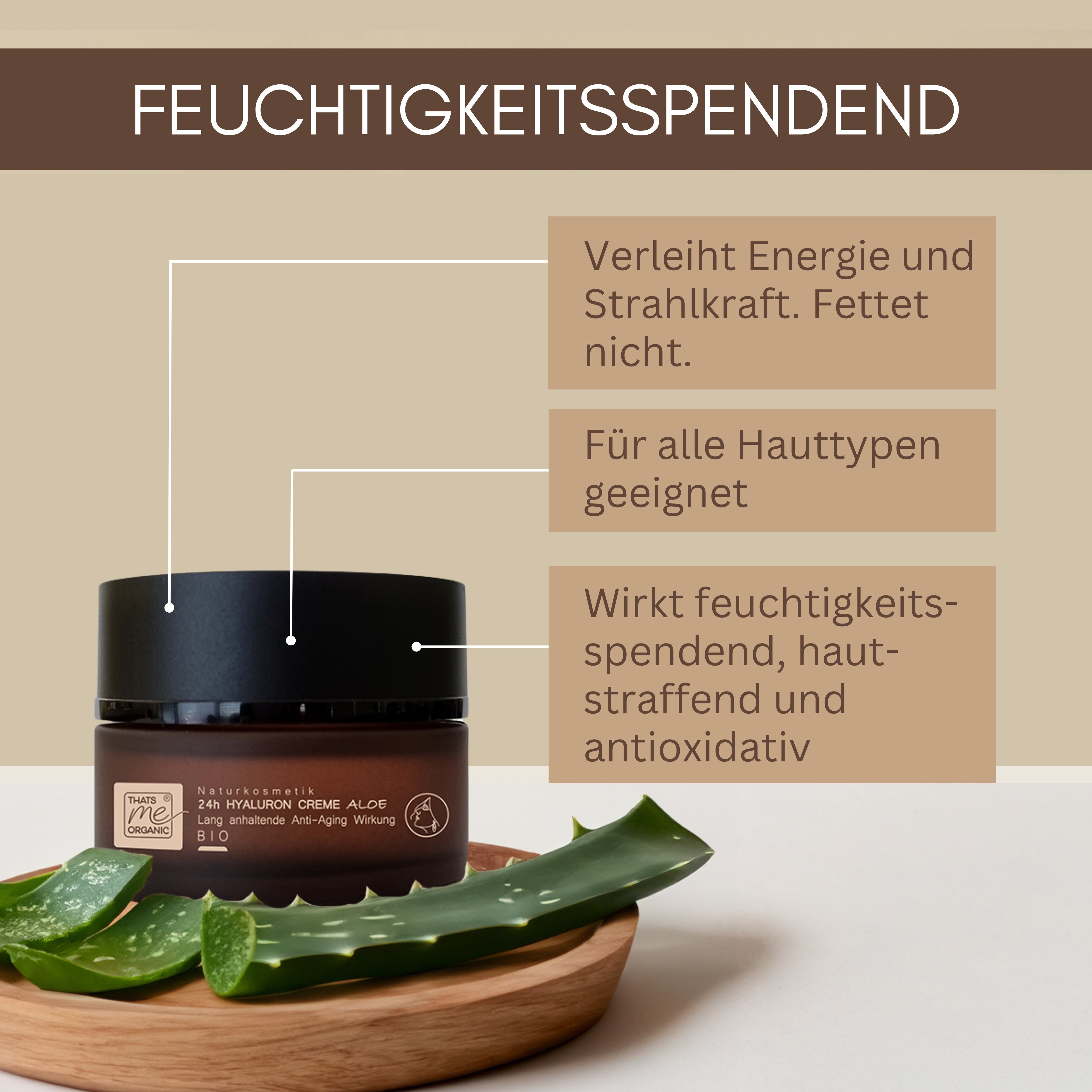 24h anti-aging hyaluronic cream aloe - 50ml organic natural cosmetics