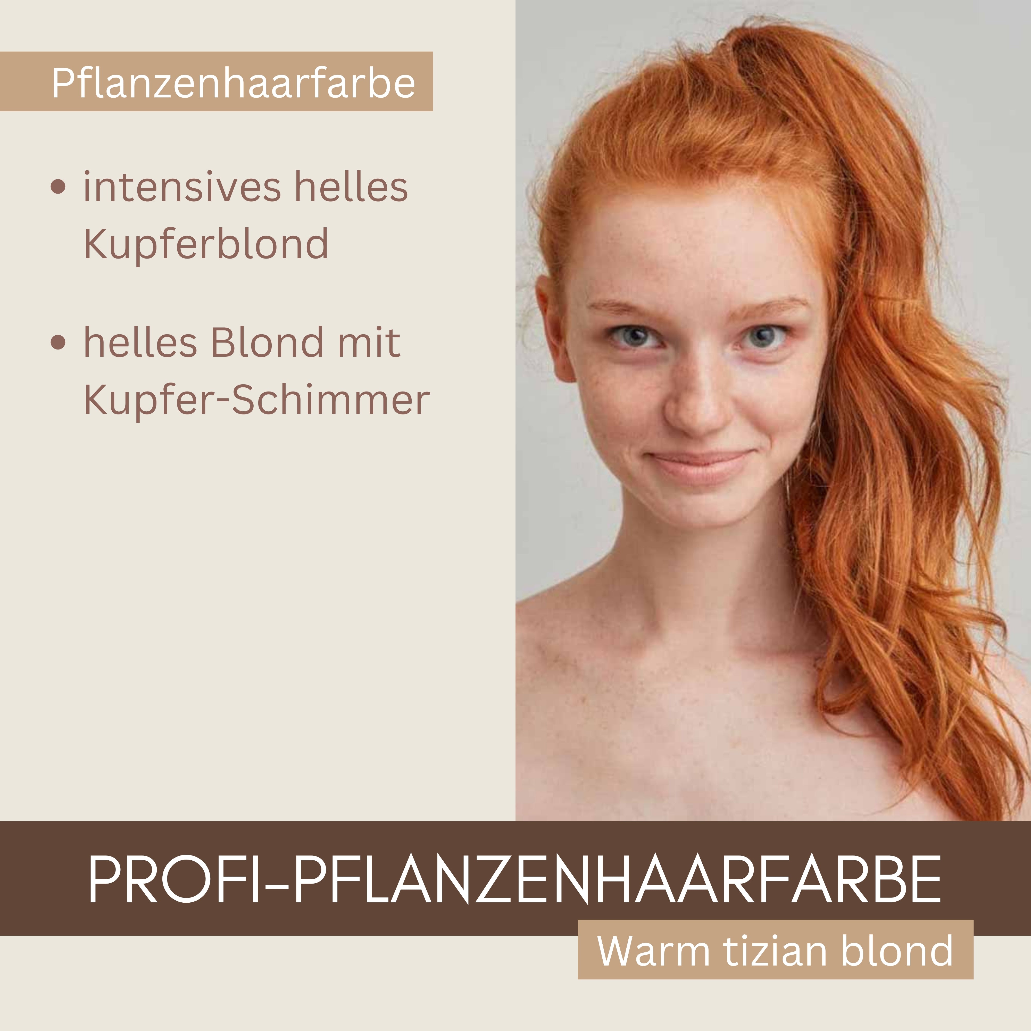 Profi-Pflanzenhaarfarbe "warmes helles Kupfer-Blond - warm tizian blond" 90g Nachfüllpack