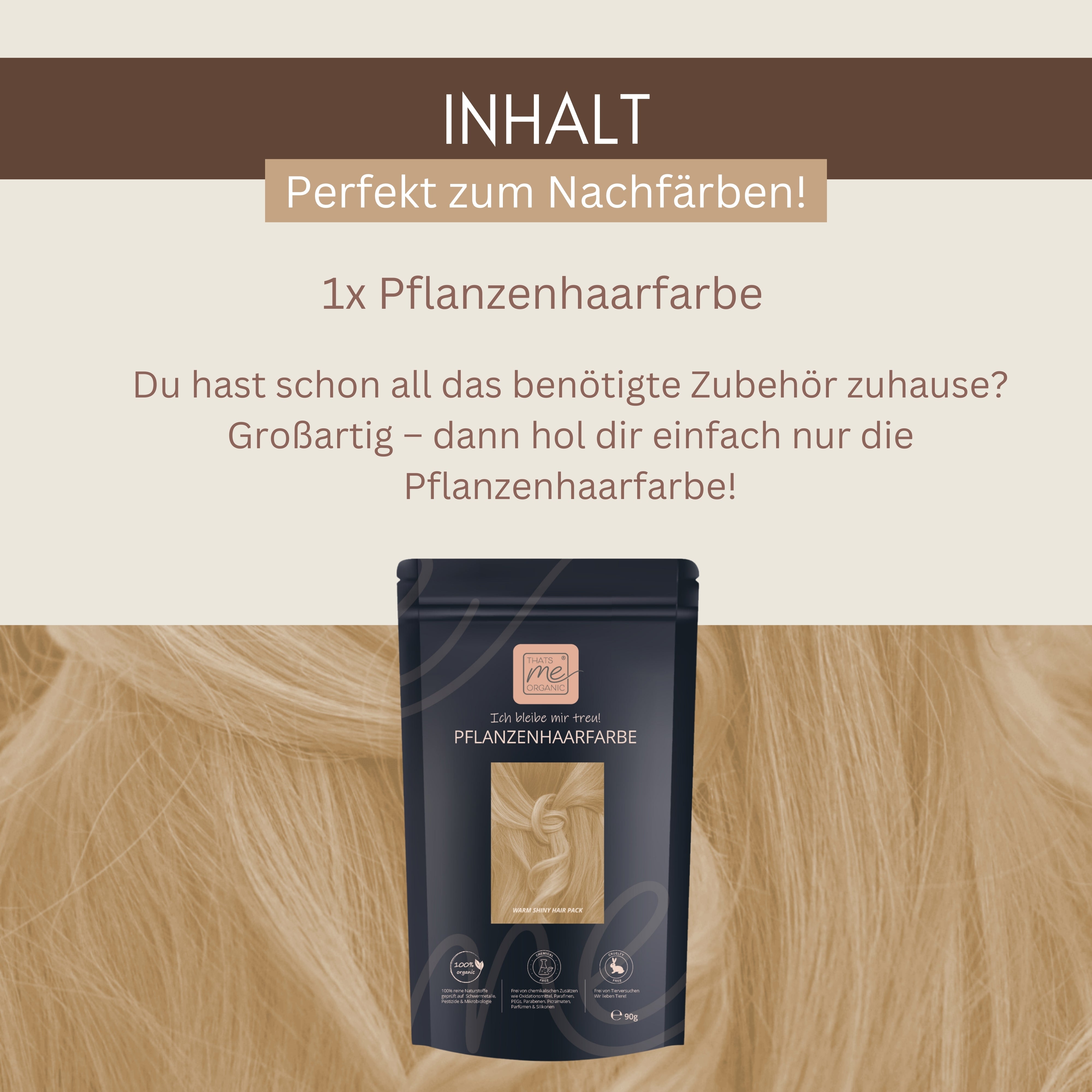 Profi-Pflanzenhaarfarbe farblose leicht blond warm-schimmernde Volumen-Glanz-Haarpackung "warm shiny hair pack" 90g Nachfüllpack
