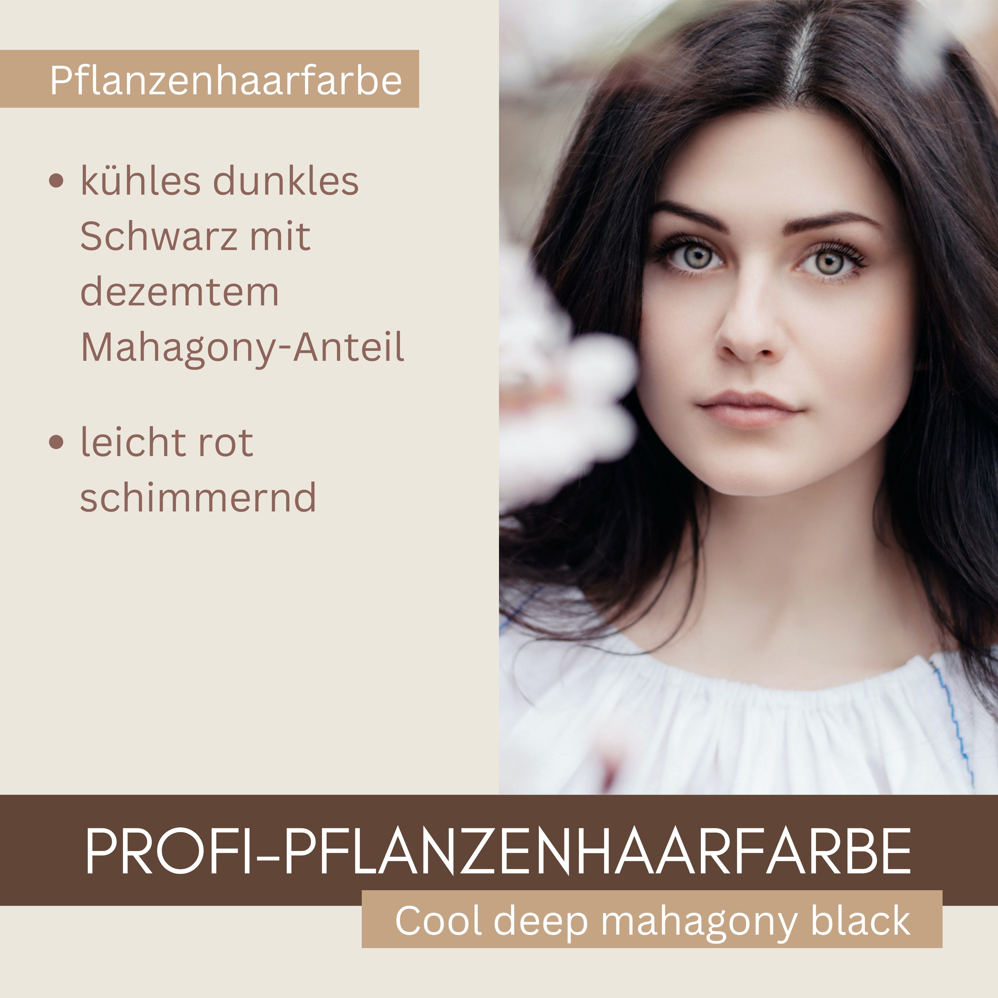Profi-Pflanzenhaarfarbe kühles dunkles Mahagony-Schwarz "cool deep mahagony black" 90g Nachfüllpack