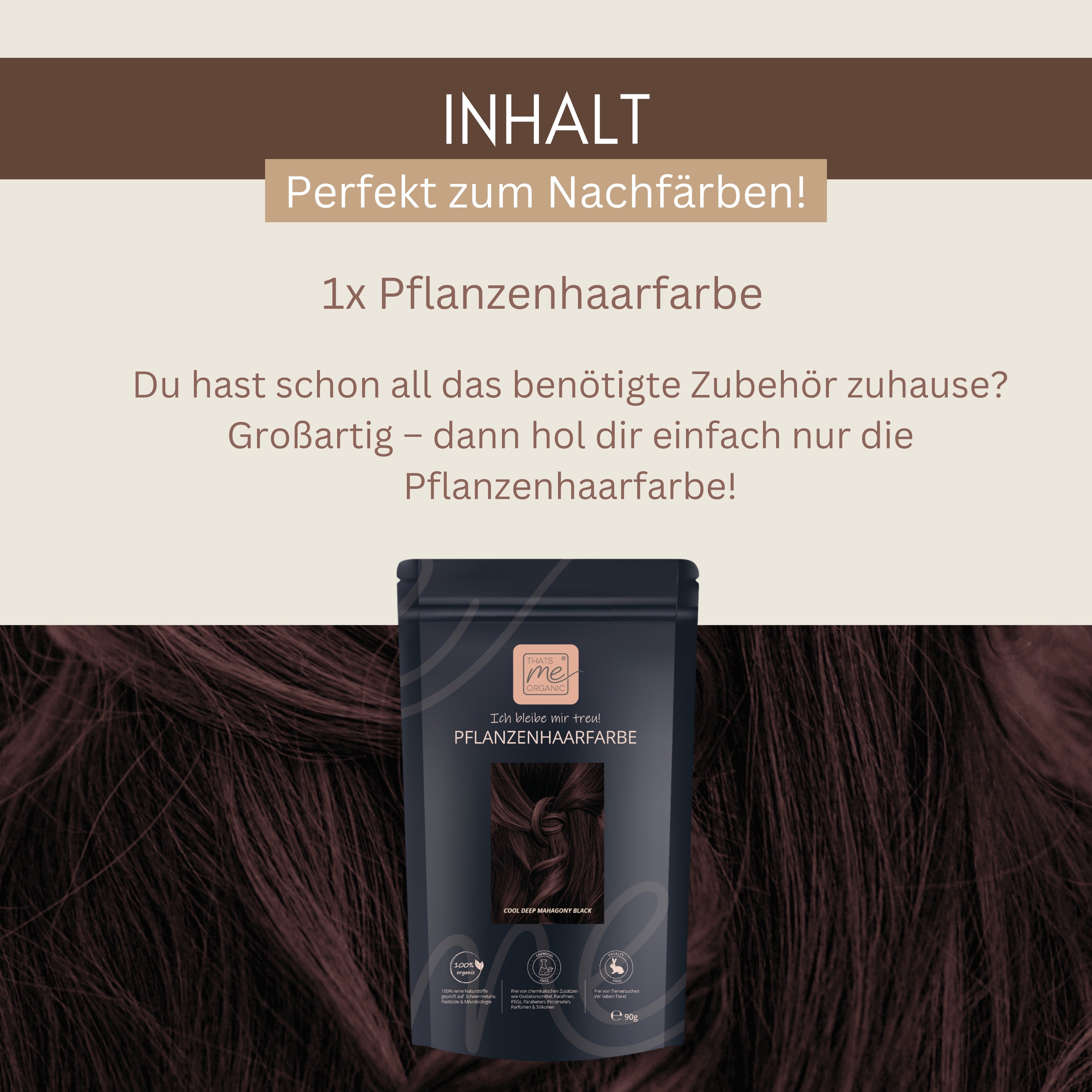 Profi-Pflanzenhaarfarbe kühles dunkles Mahagony-Schwarz "cool deep mahagony black" 90g Nachfüllpack