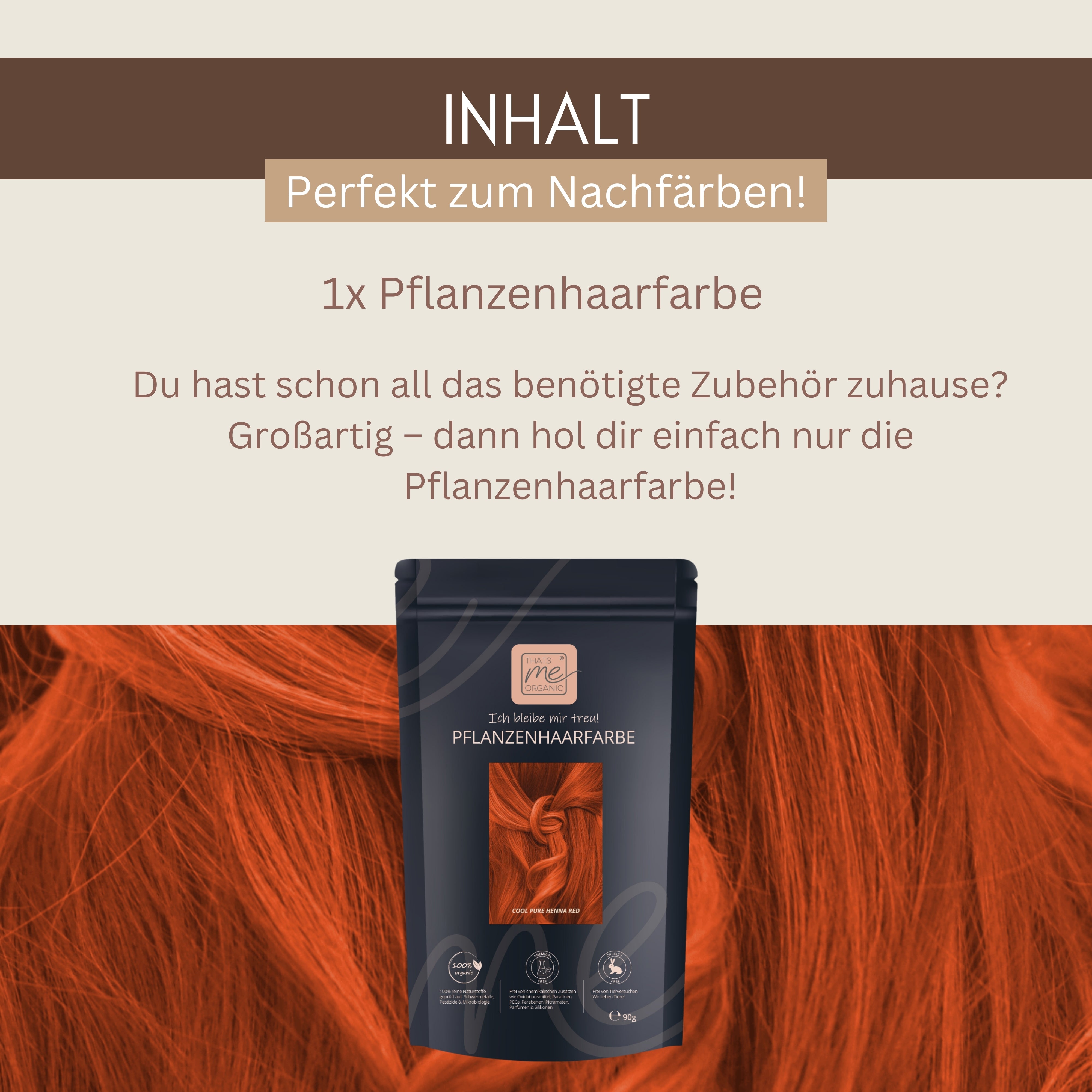 Profi-Pflanzenhaarfarbe SET "kaltes rotes Henna pur - cool pure henna red"