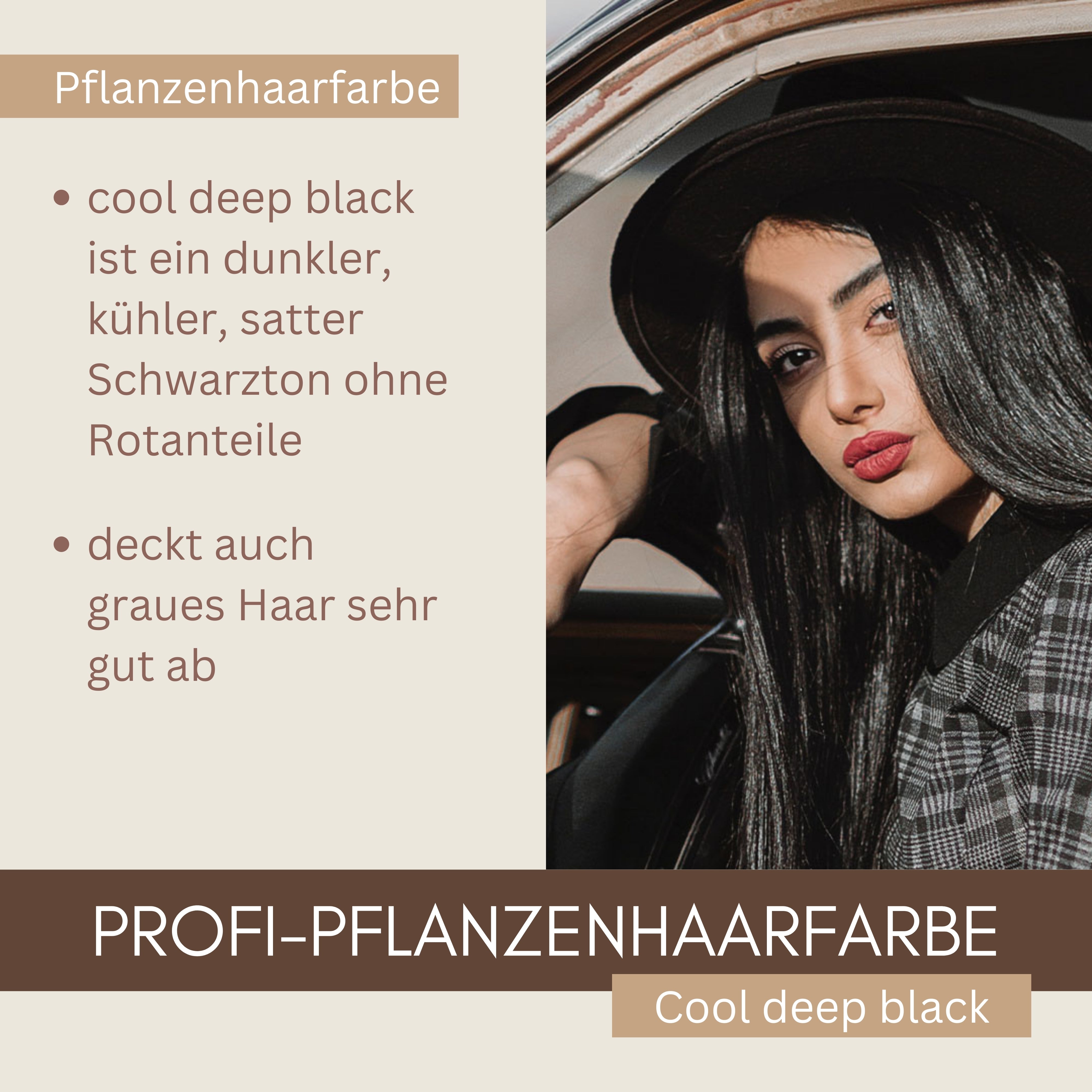 Tintura professionale per capelli vegetali cool dark black "cool deep black" confezione di ricarica da 90 g