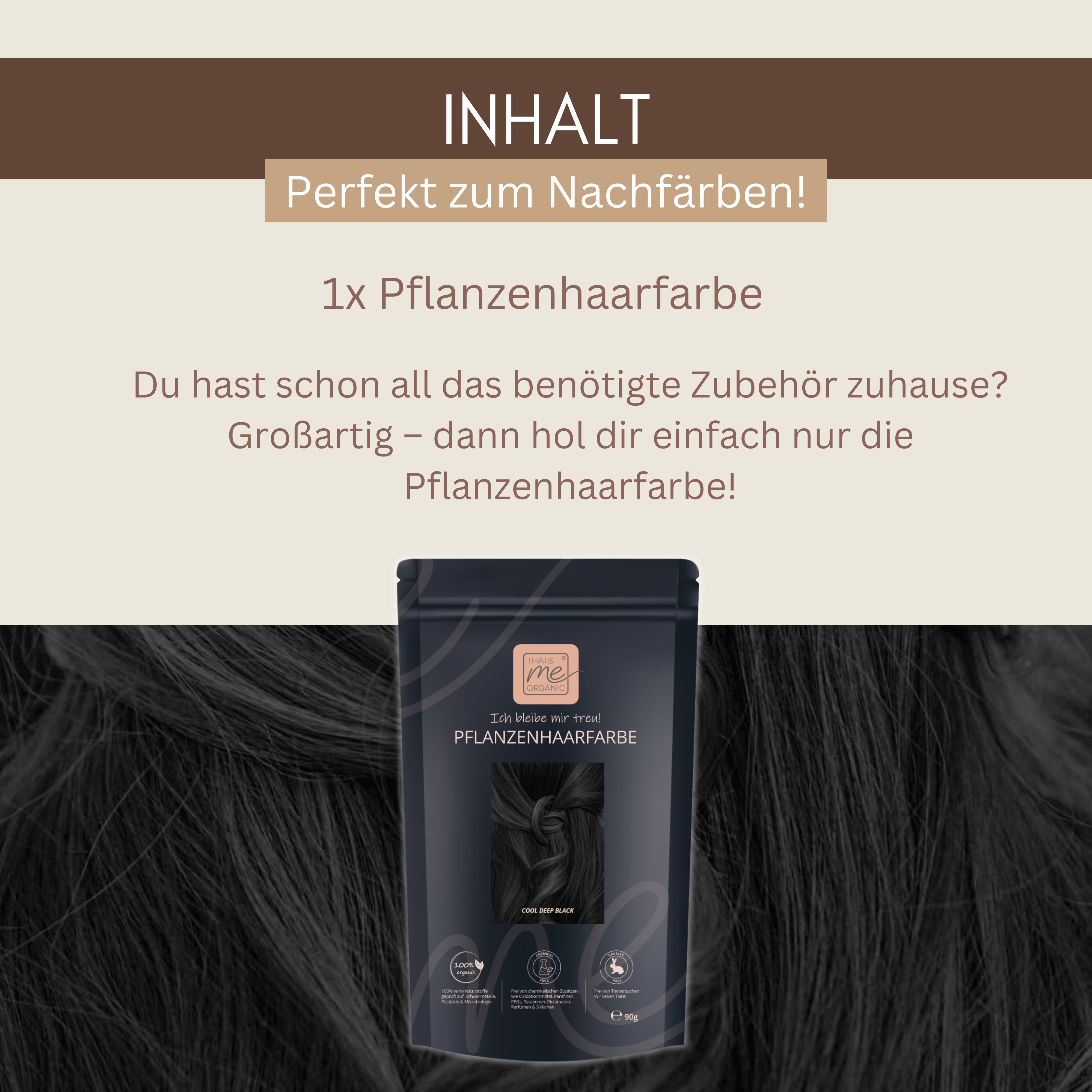Profi-Pflanzenhaarfarbe kühles dunkles Schwarz "cool deep black" 90g Nachfüllpack