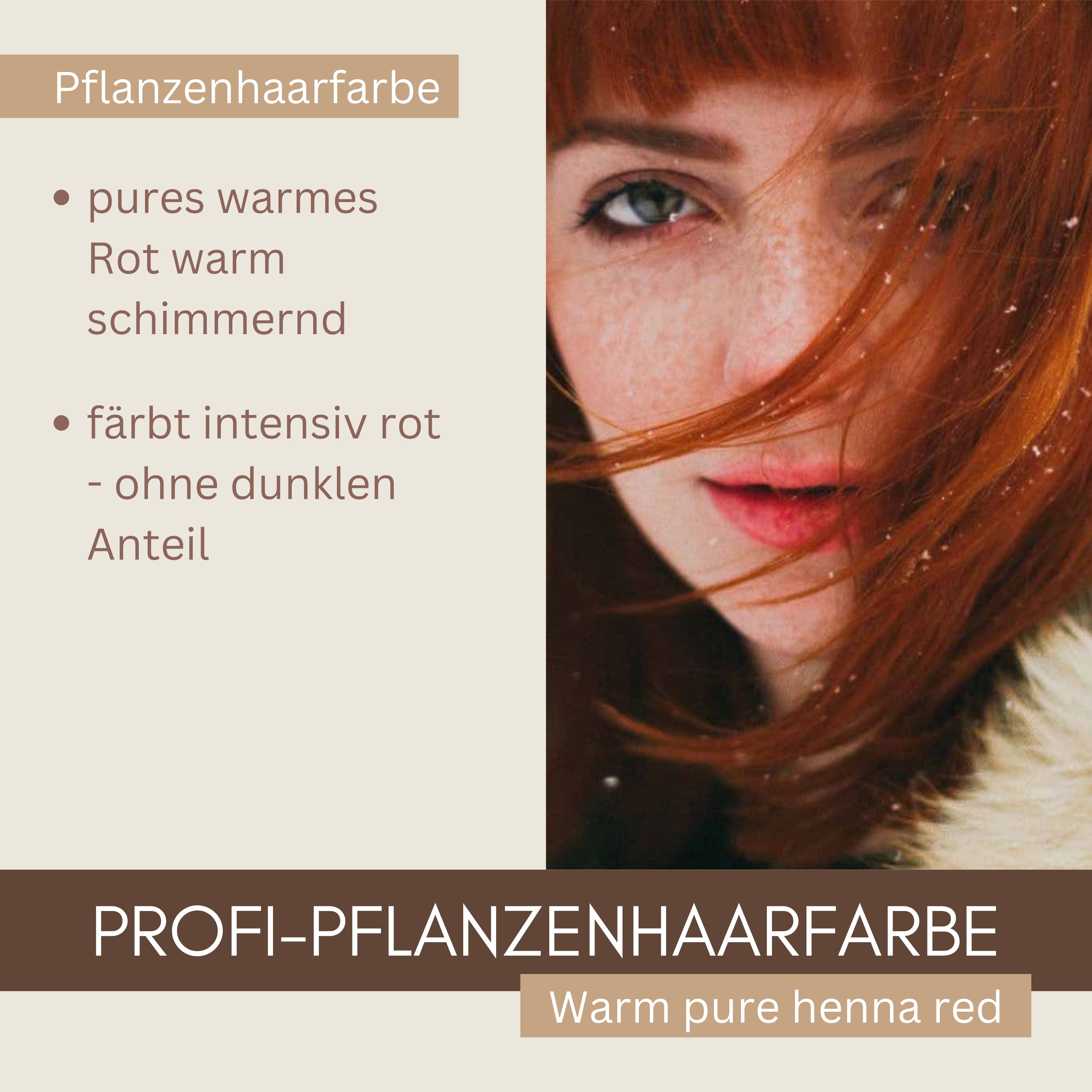 Profi-Pflanzenhaarfarbe "warmes rotes Henna pur - warm pure henna red" 90g Nachfüllpack