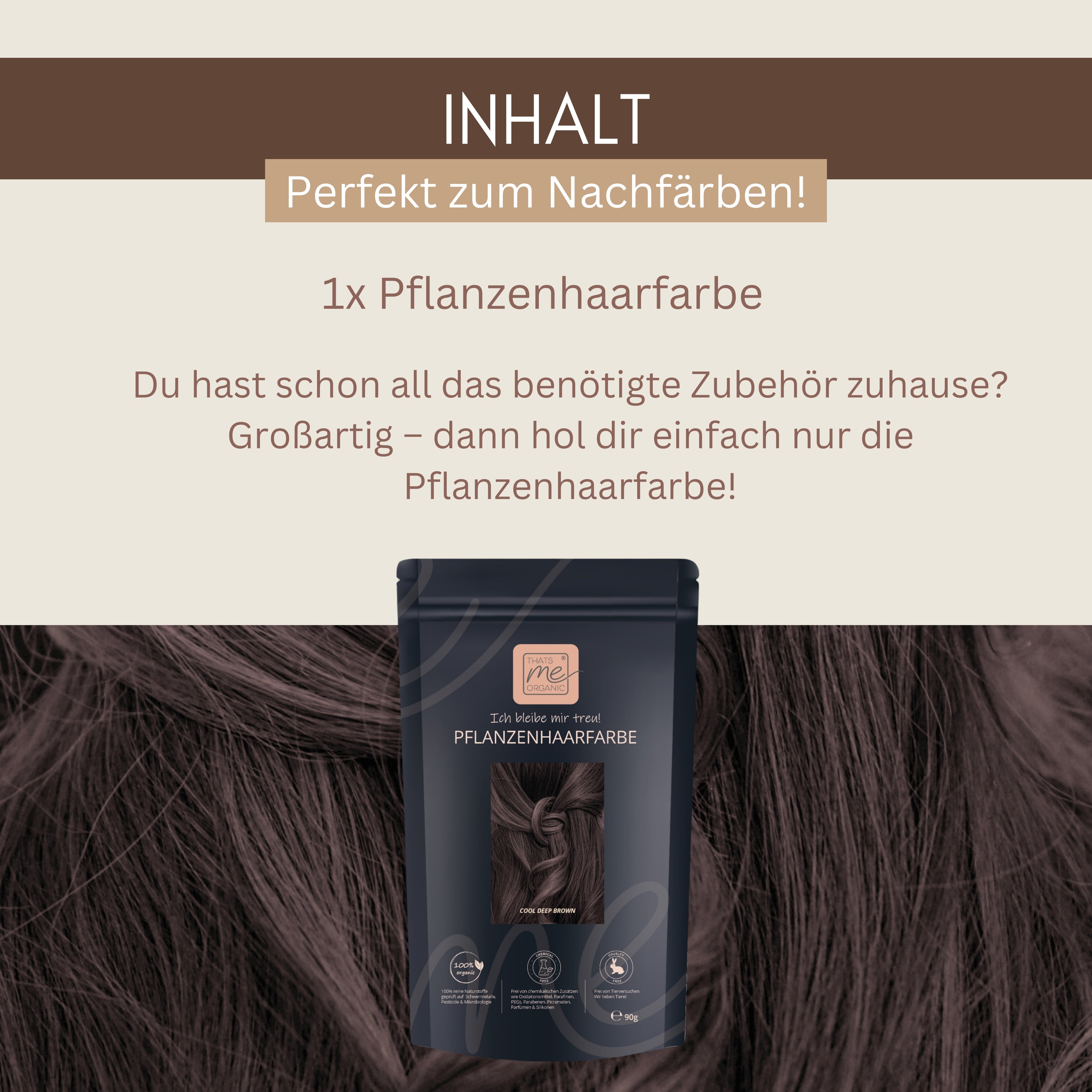 Profi-Pflanzenhaarfarbe SET kühles dunkles Braun "cool deep brown"