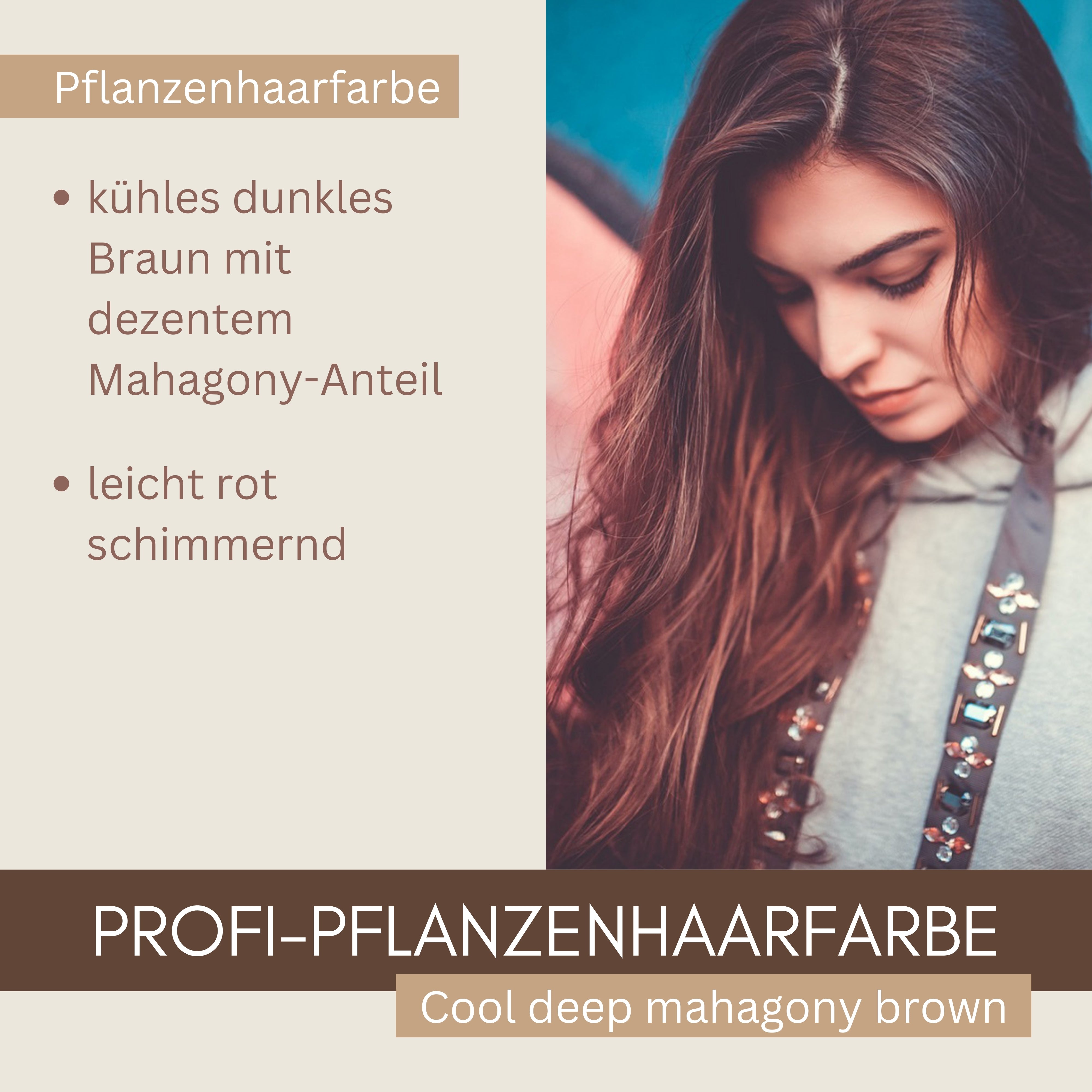 Profi-Pflanzenhaarfarbe SET kühles dunkles Mahagony-Braun "cool deep mahagony brown"