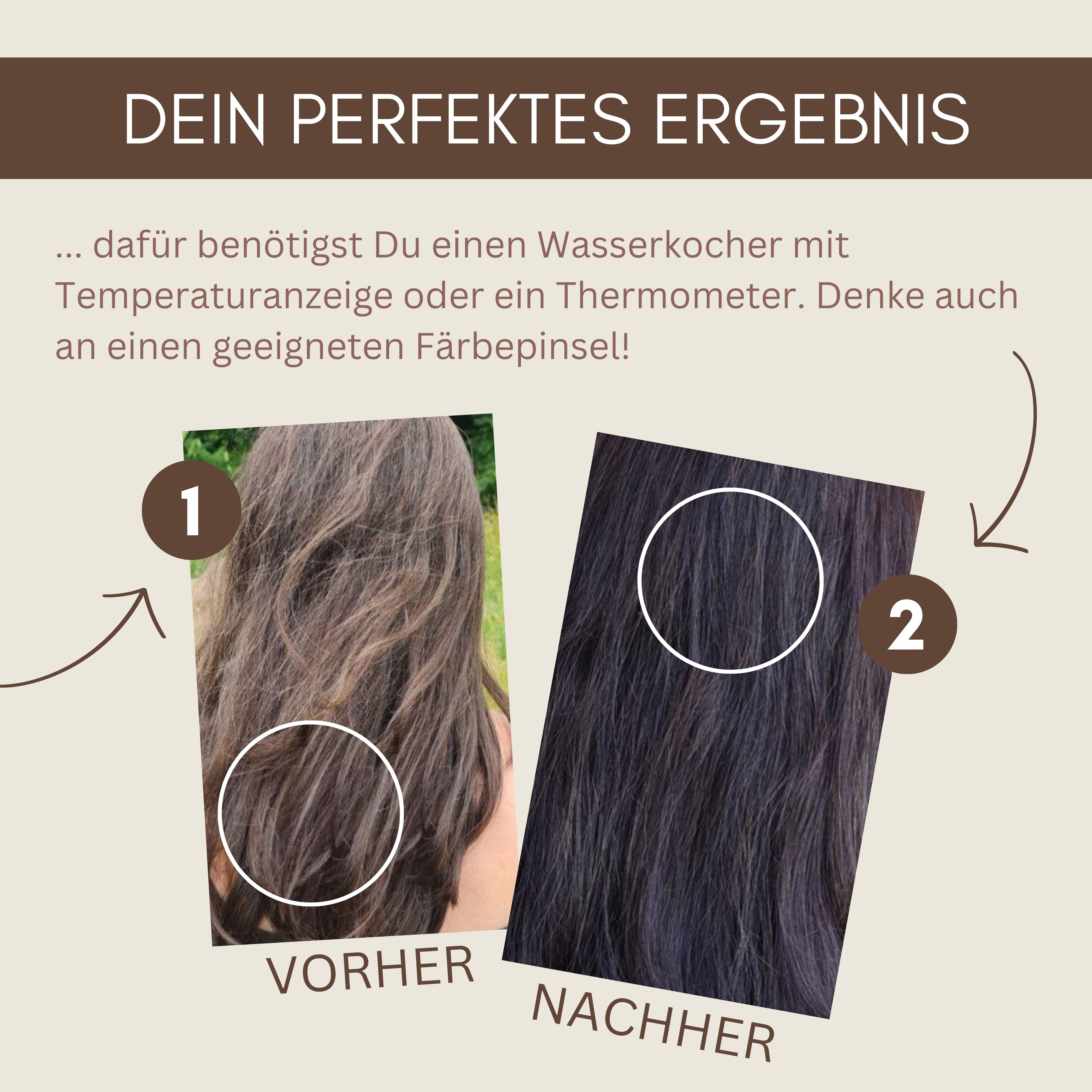 Profi-Pflanzenhaarfarbe SET kühles dunkles Mahagony-Braun "cool deep mahagony brown"