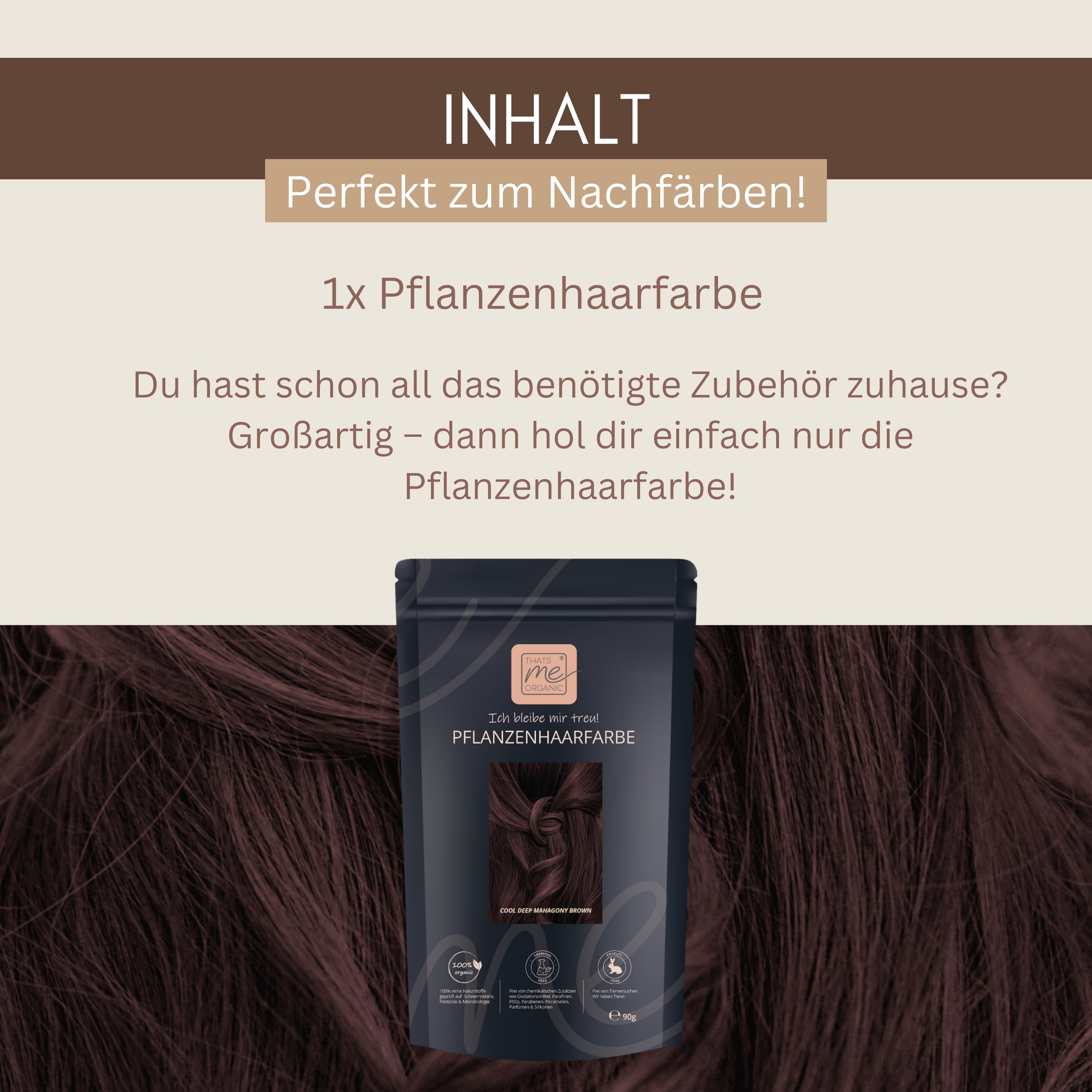 Profi-Pflanzenhaarfarbe SET kühles dunkles Mahagony-Braun "cool deep mahagony brown"