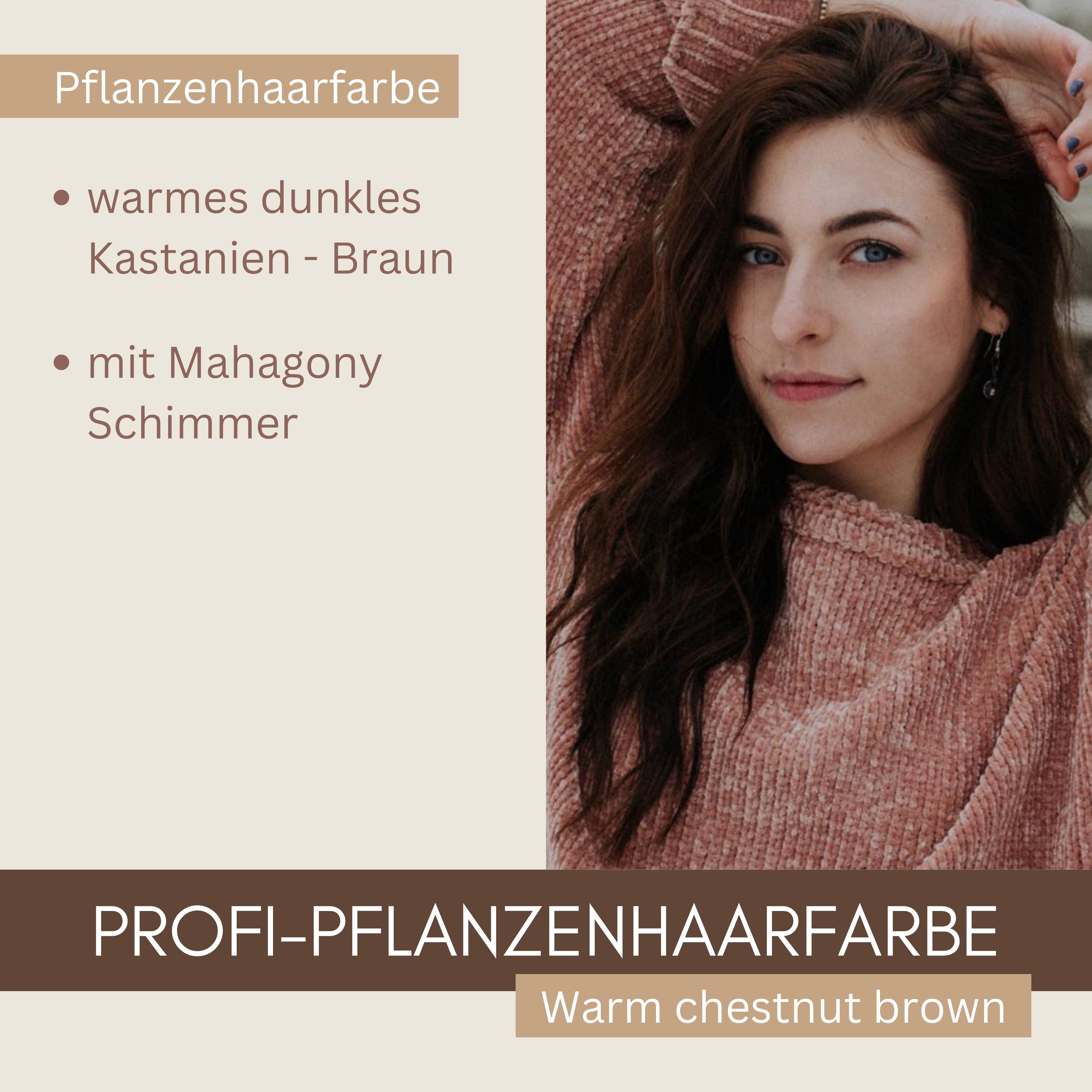 Profi-Pflanzenhaarfarbe SET "warmes Kastanien braun - warm chestnut brown"