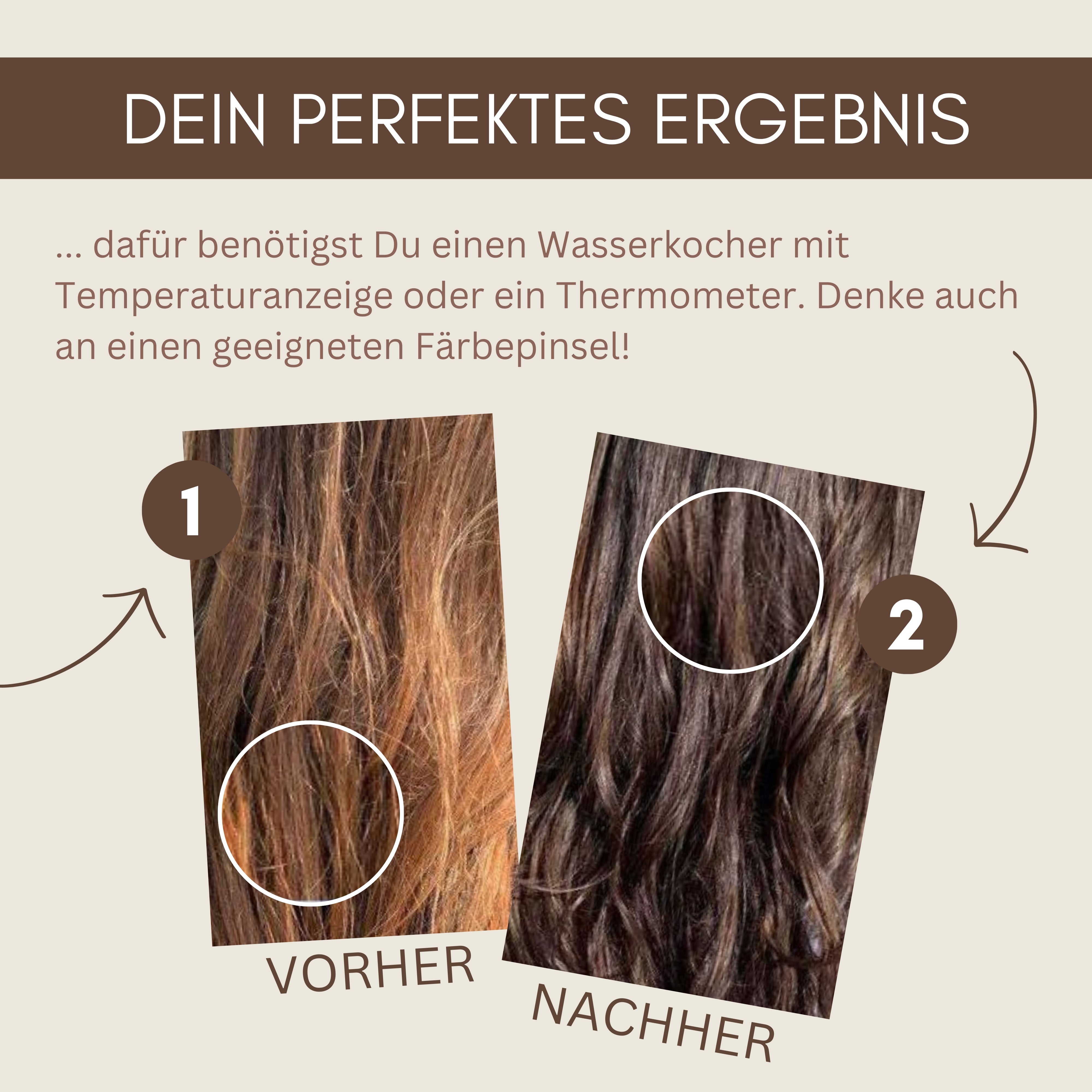 Profi-Pflanzenhaarfarbe SET "warmes Kastanien braun - warm chestnut brown"