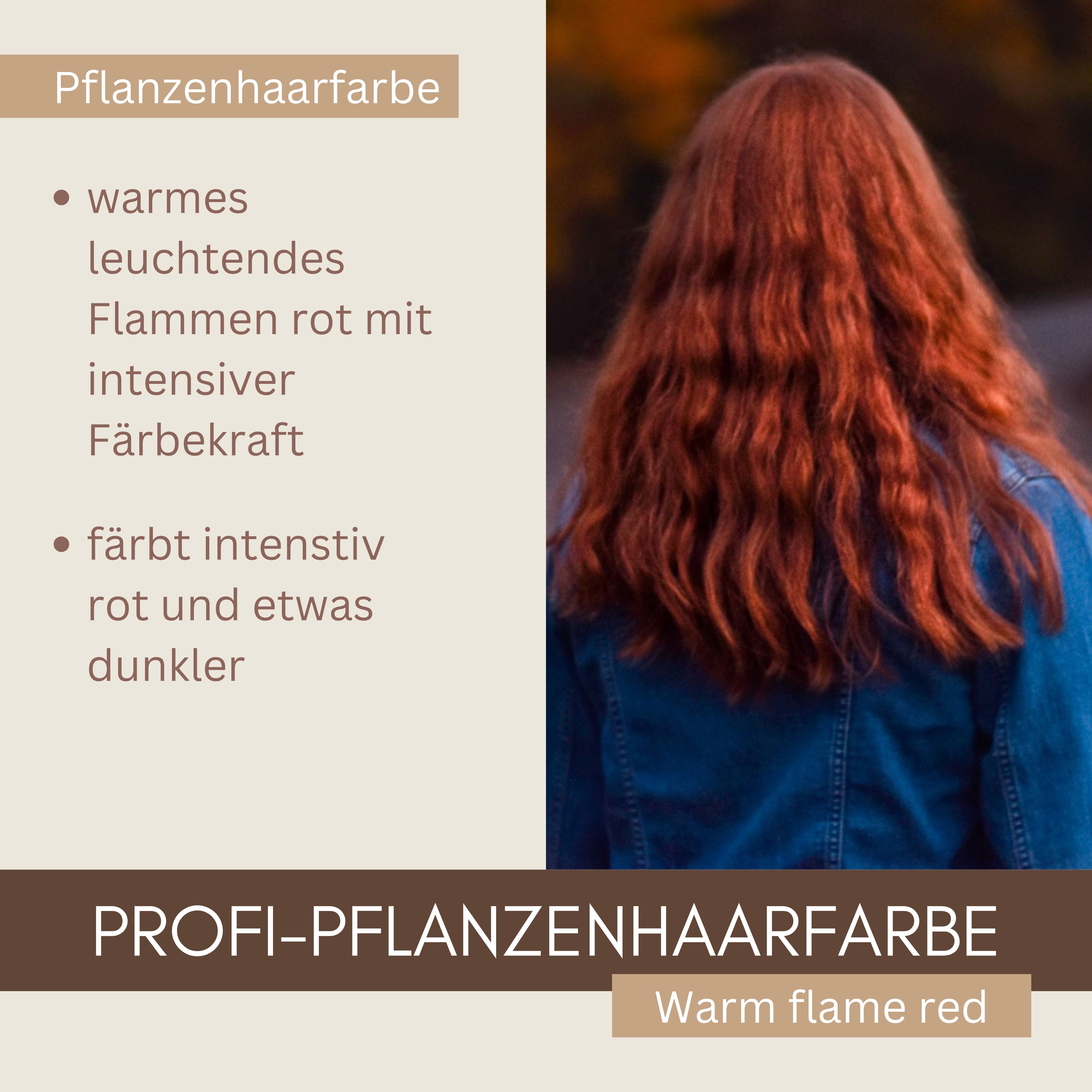 Profi-Pflanzenhaarfarbe "warmes Flammen-Rot - warm flame red" 90g Nachfüllpack