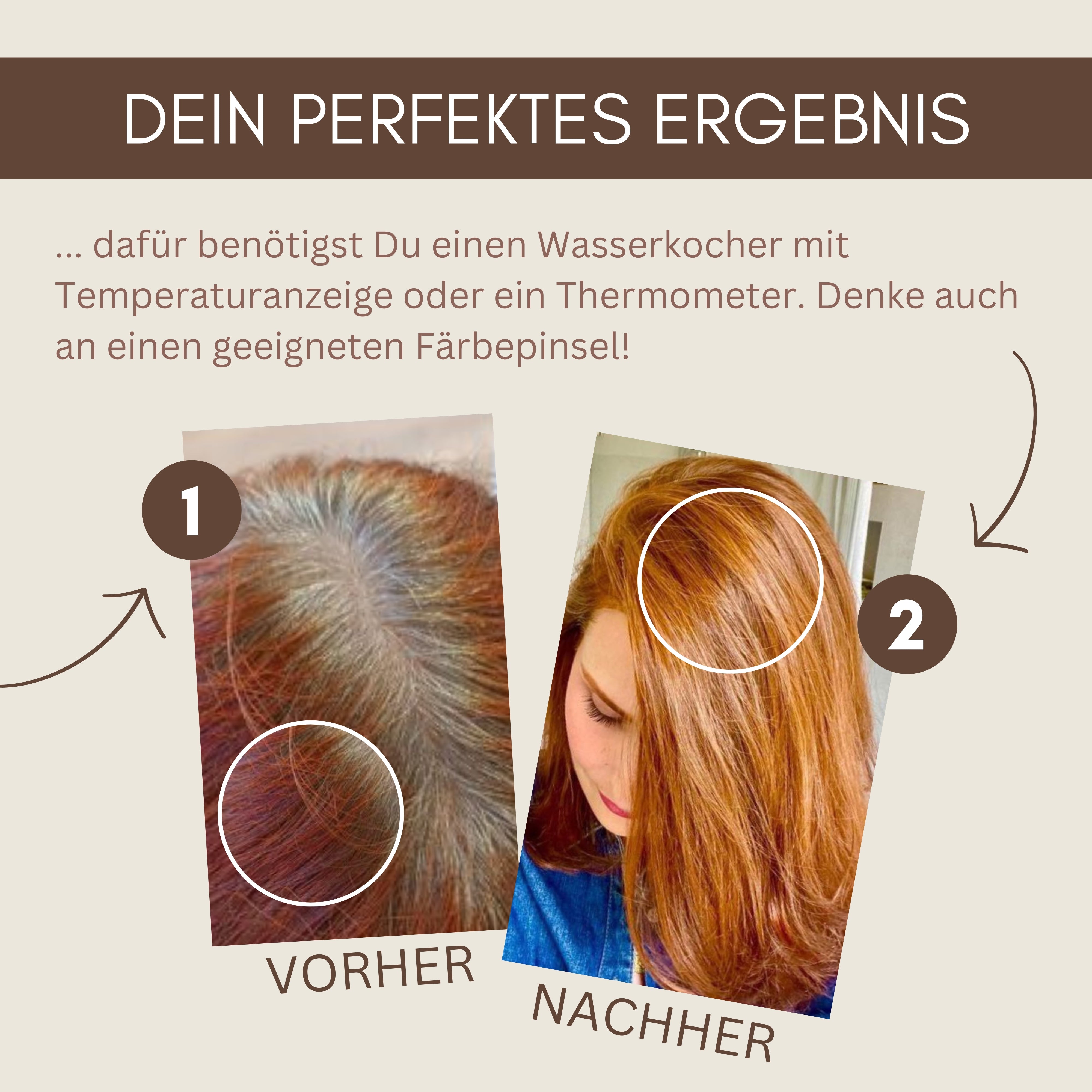 Profi-Pflanzenhaarfarbe SET warmes Kupfer-Rot "warm tizian red"