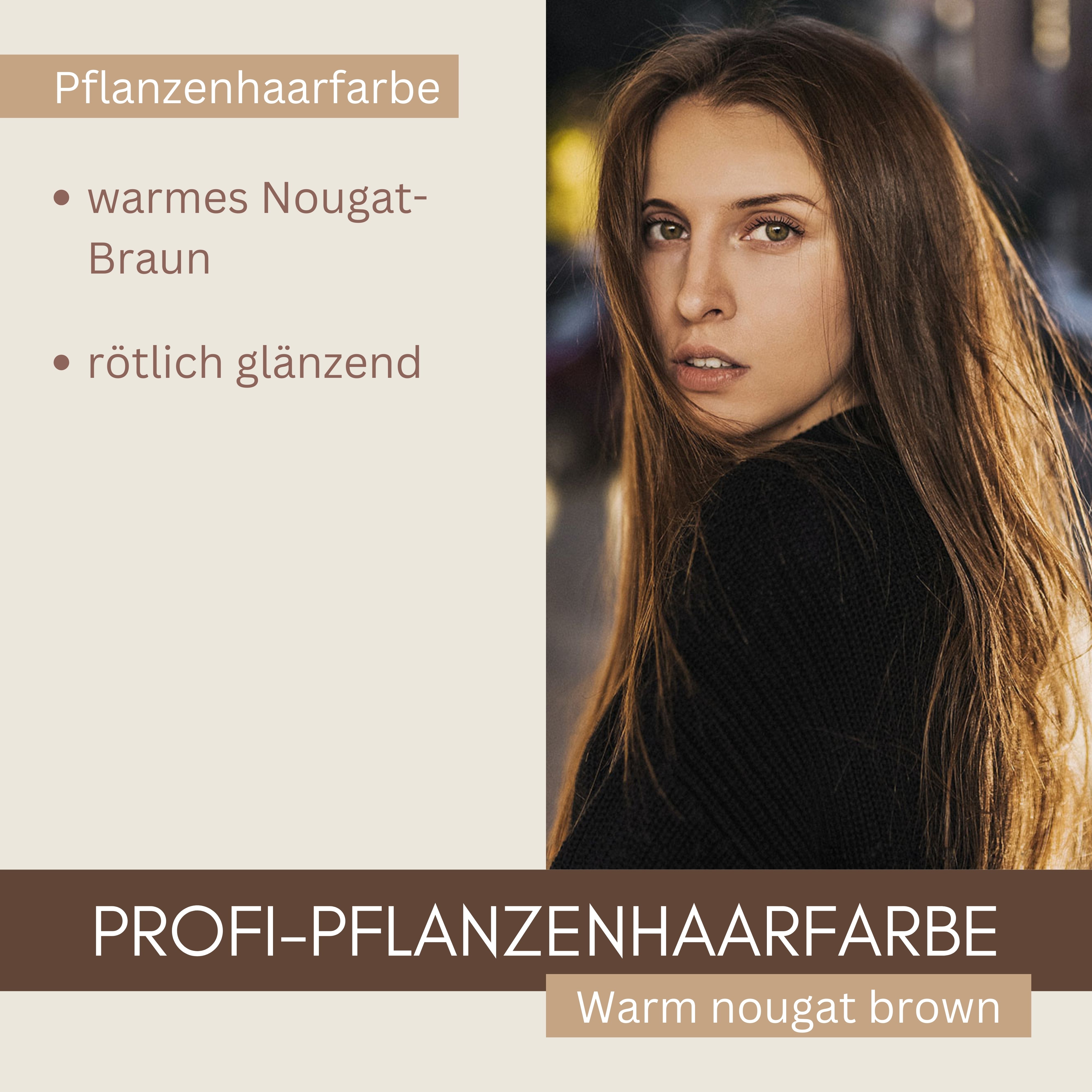 Profi-Pflanzenhaarfarbe warmes Nougat-Braun "warm nougat brown" 90g Nachfüllpack