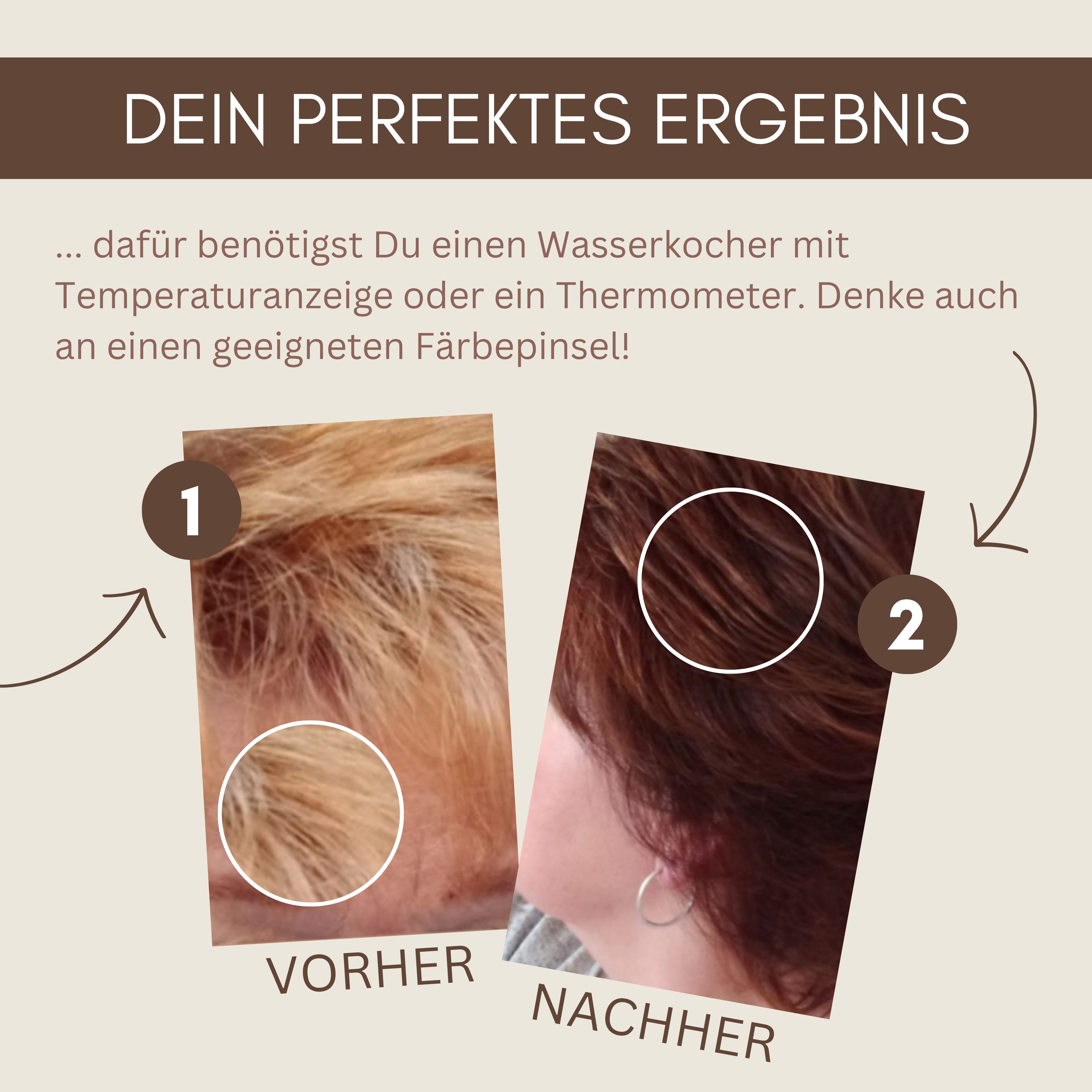Profi-Pflanzenhaarfarbe SET warmes Nougat-Braun "warm nougat brown"