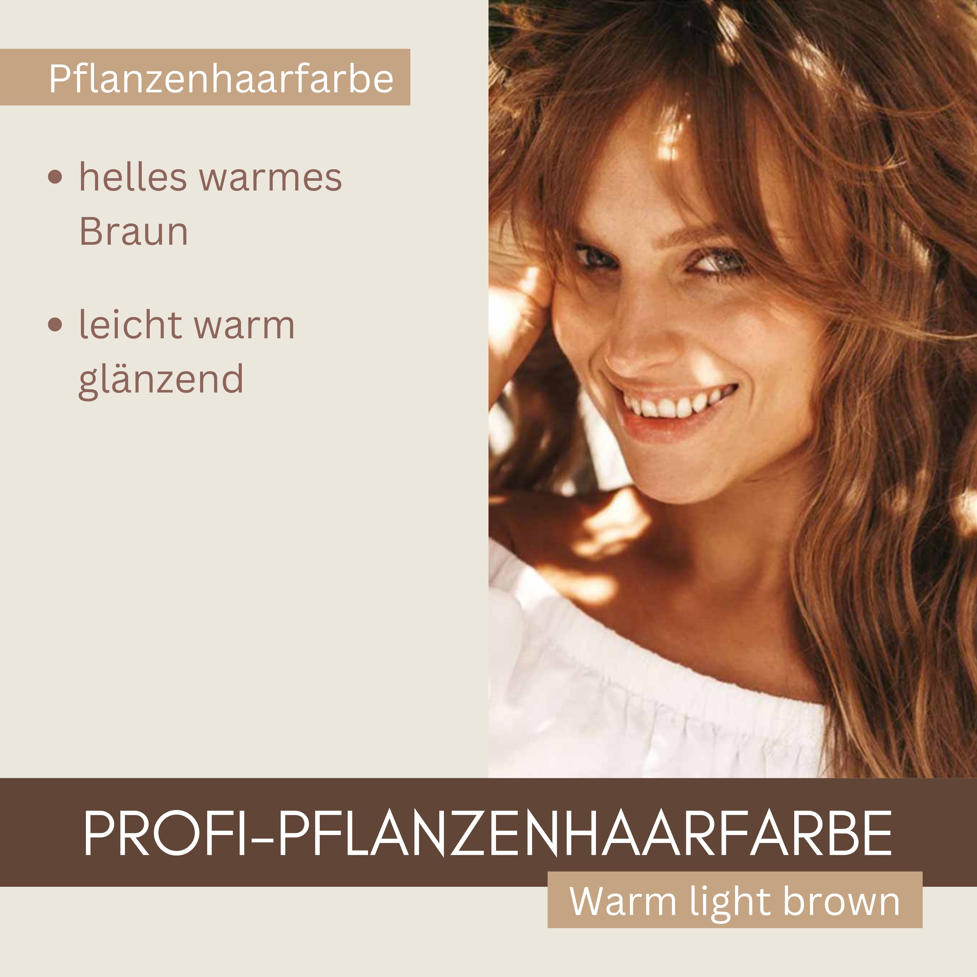Profi-Pflanzenhaarfarbe warmes Hell-Braun "warm light brown" 90g Nachfüllpack