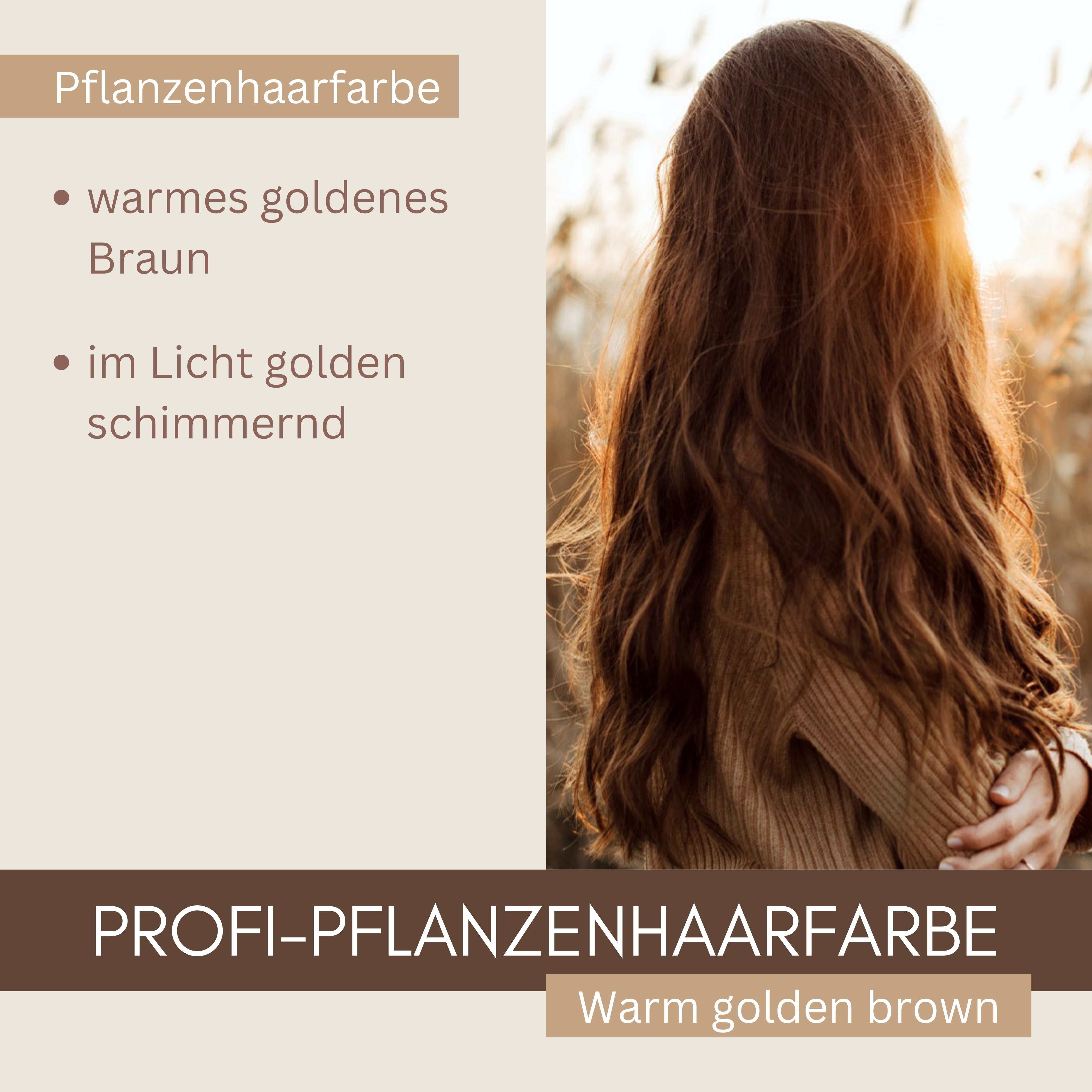 Profi-Pflanzenhaarfarbe SET warmes Gold-Braun "warm golden brown"