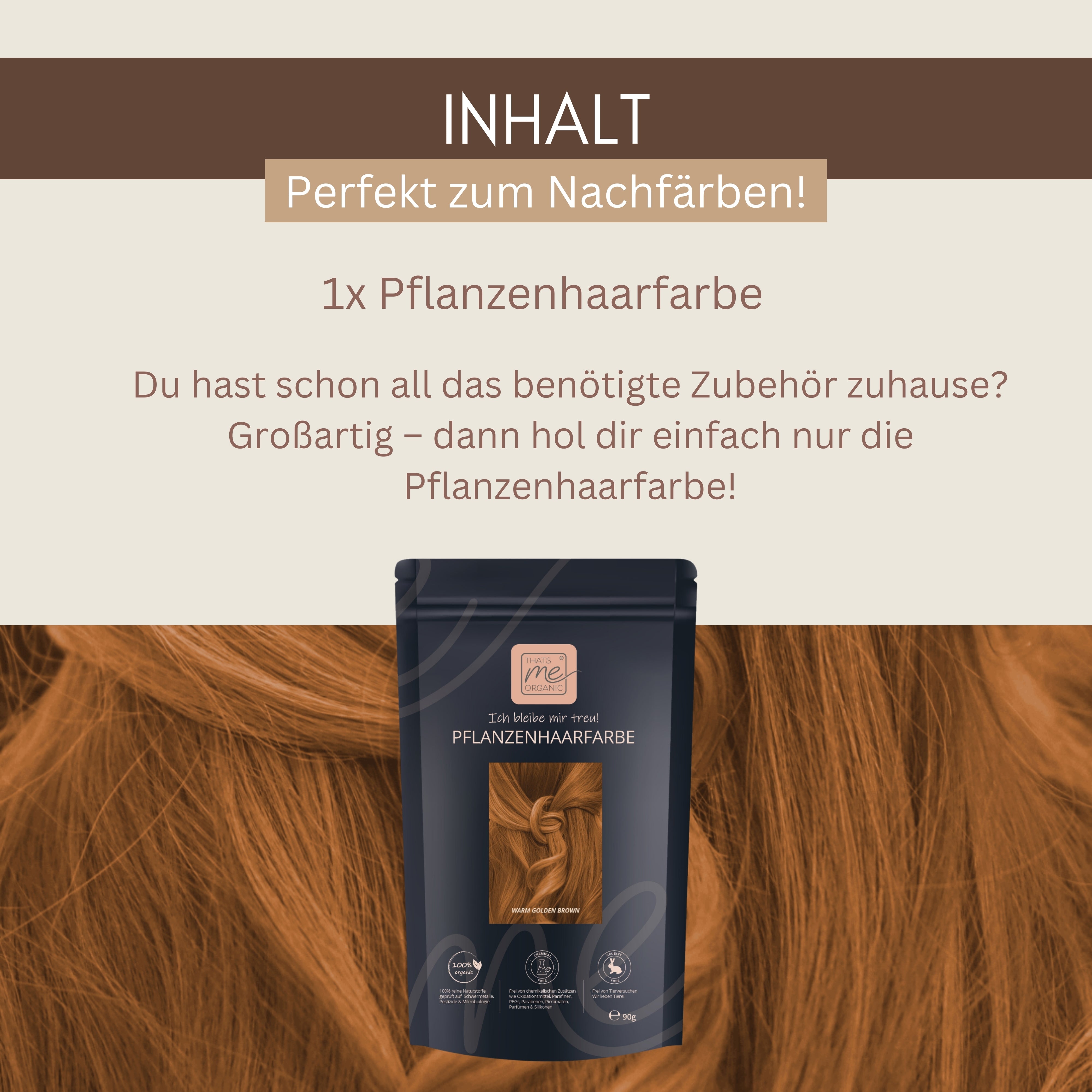 Profi-Pflanzenhaarfarbe SET warmes Gold-Braun "warm golden brown"