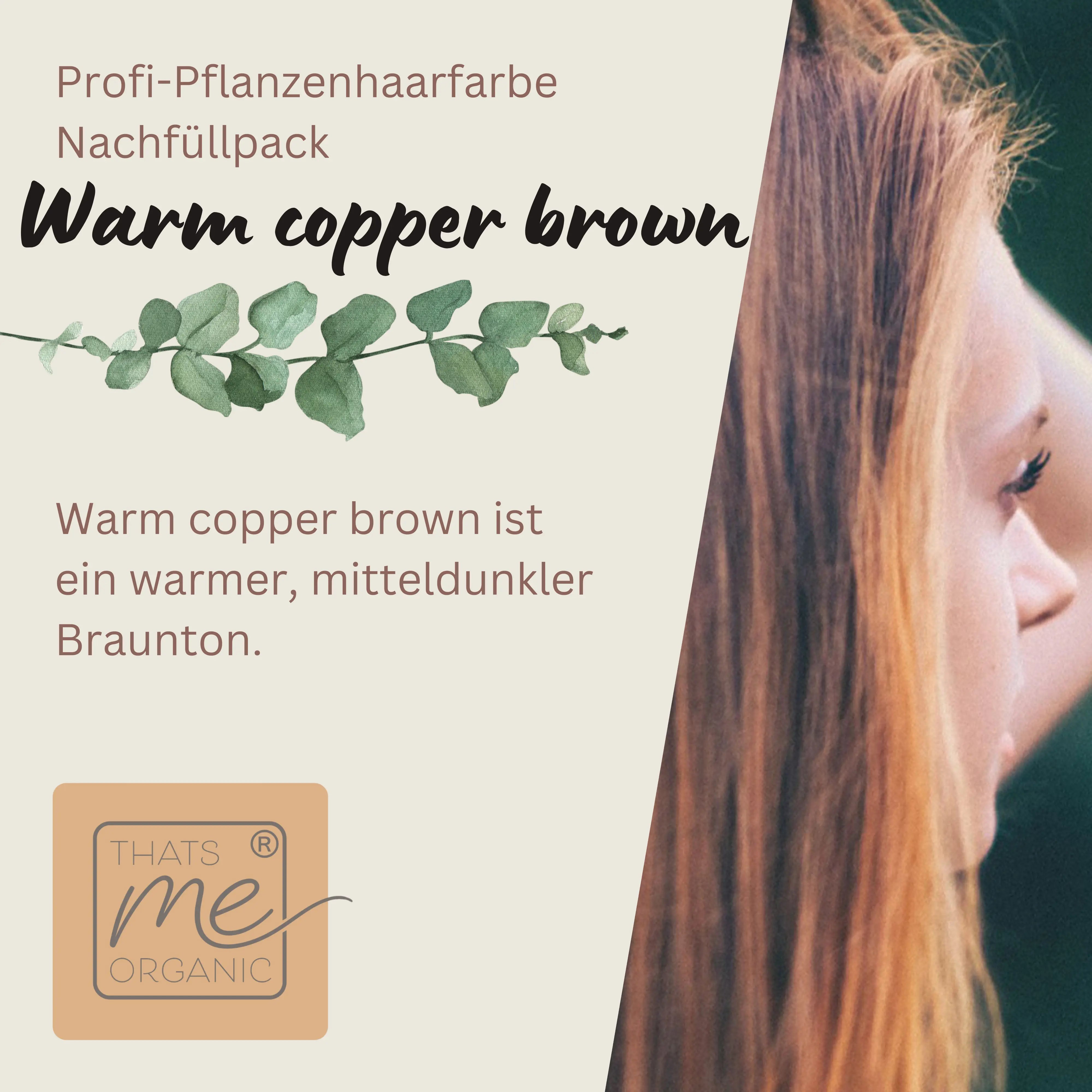 Profi-Pflanzenhaarfarbe warmes Kupfer-Braun "warm copper brown" 90g Nachfüllpack