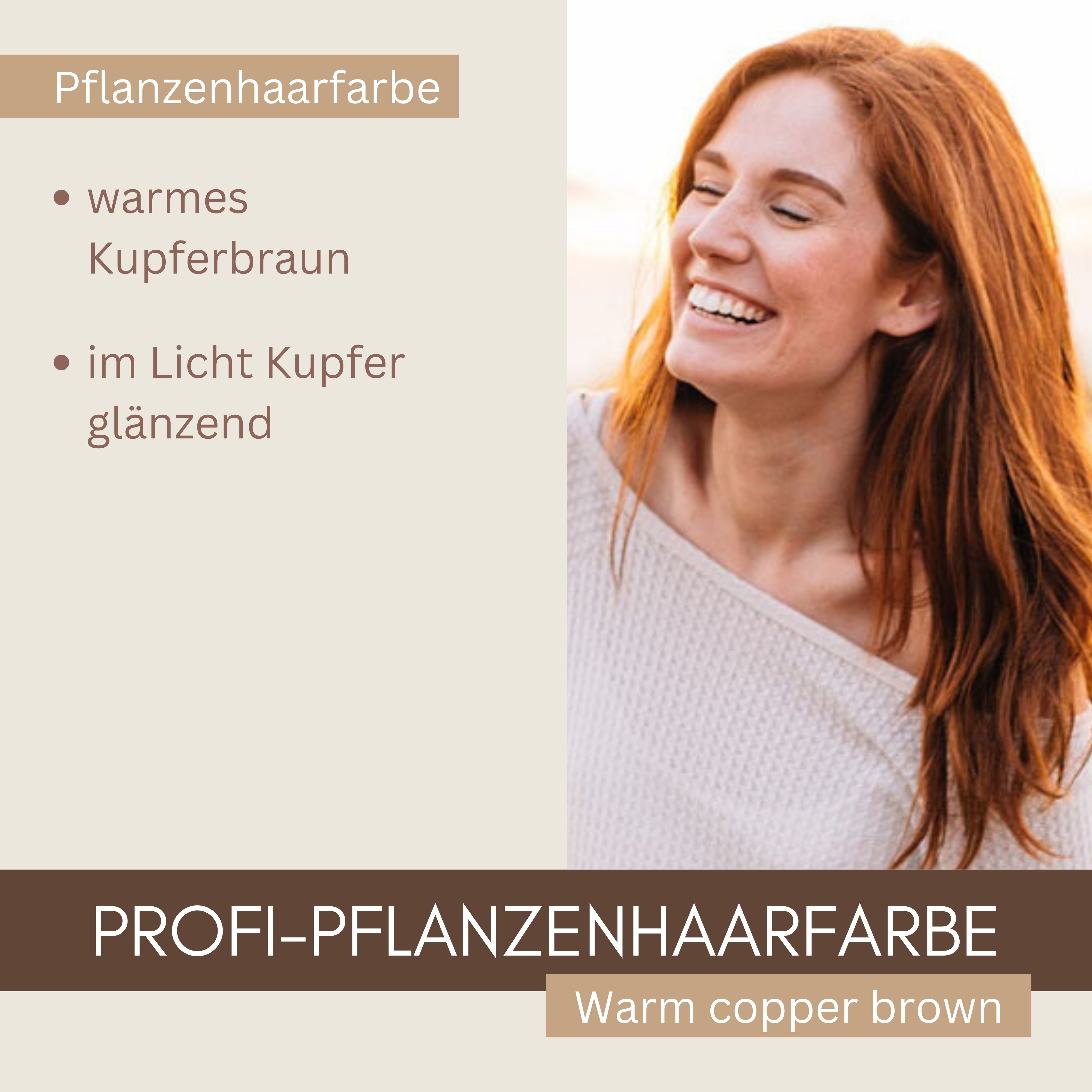 Profi-Pflanzenhaarfarbe warmes Kupfer-Braun "warm copper brown" 90g Nachfüllpack