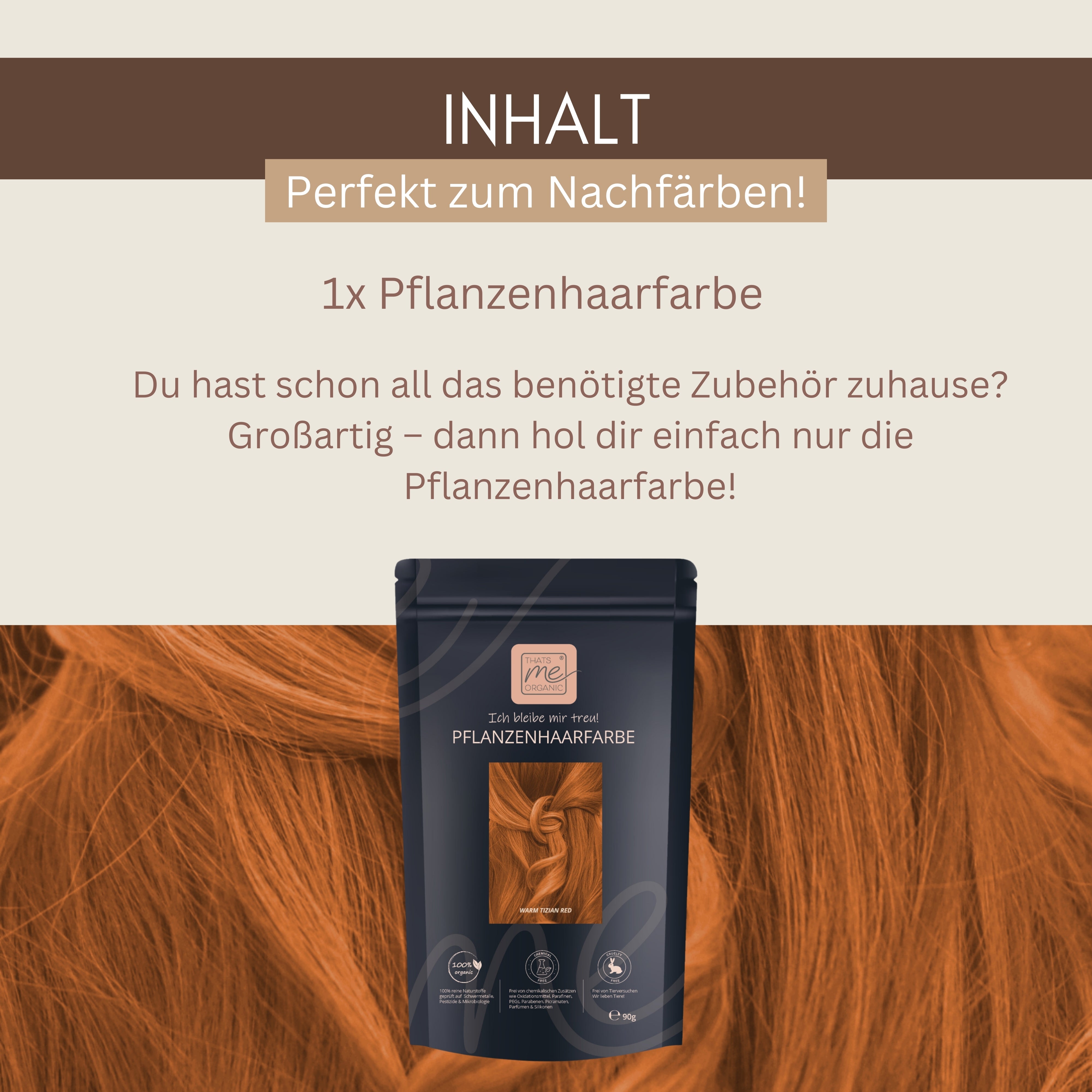 Profi-Pflanzenhaarfarbe SET warmes Kupfer-Rot "warm tizian red"