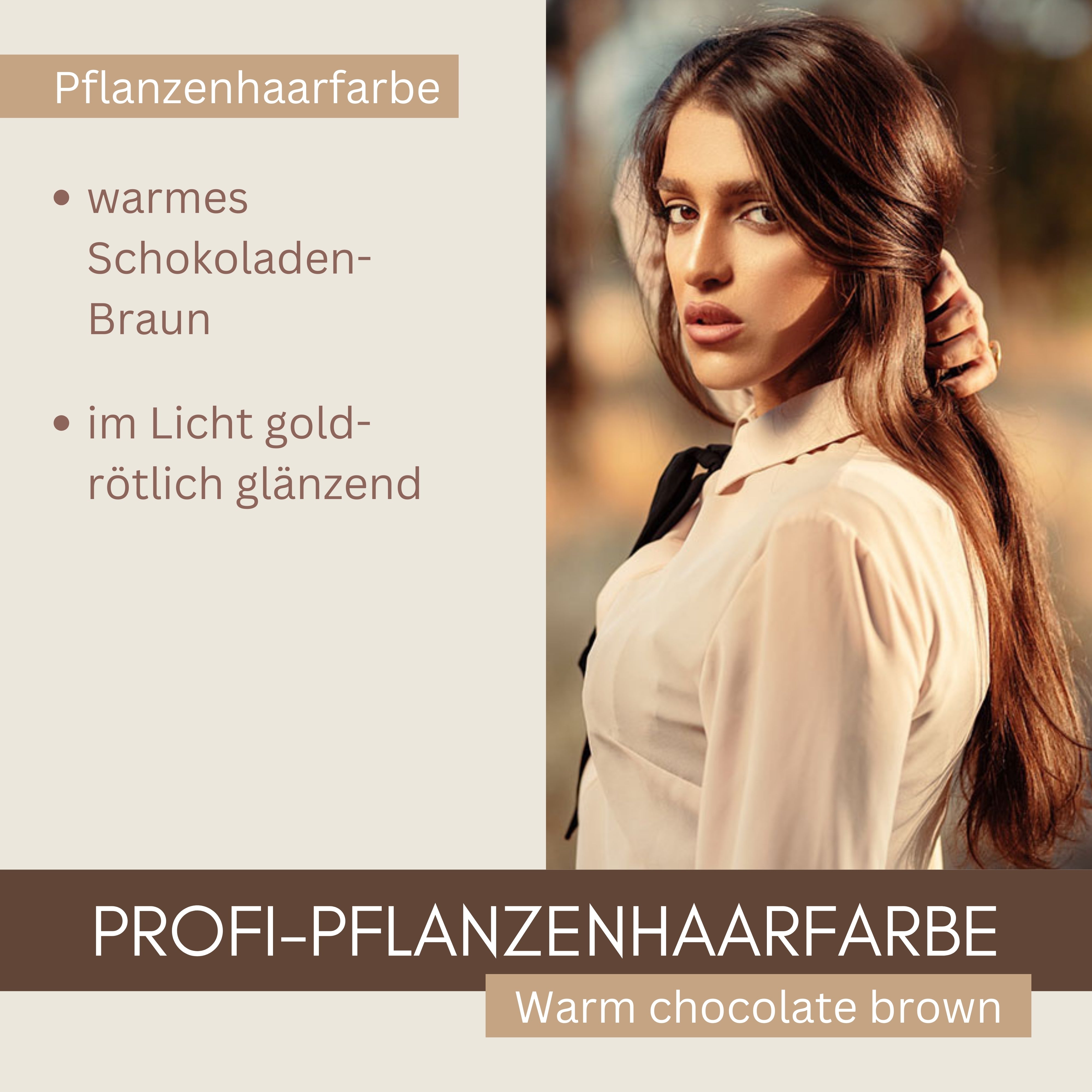 Profi-Pflanzenhaarfarbe SET warmes Schokoladen-Braun "warm chocolate brown"