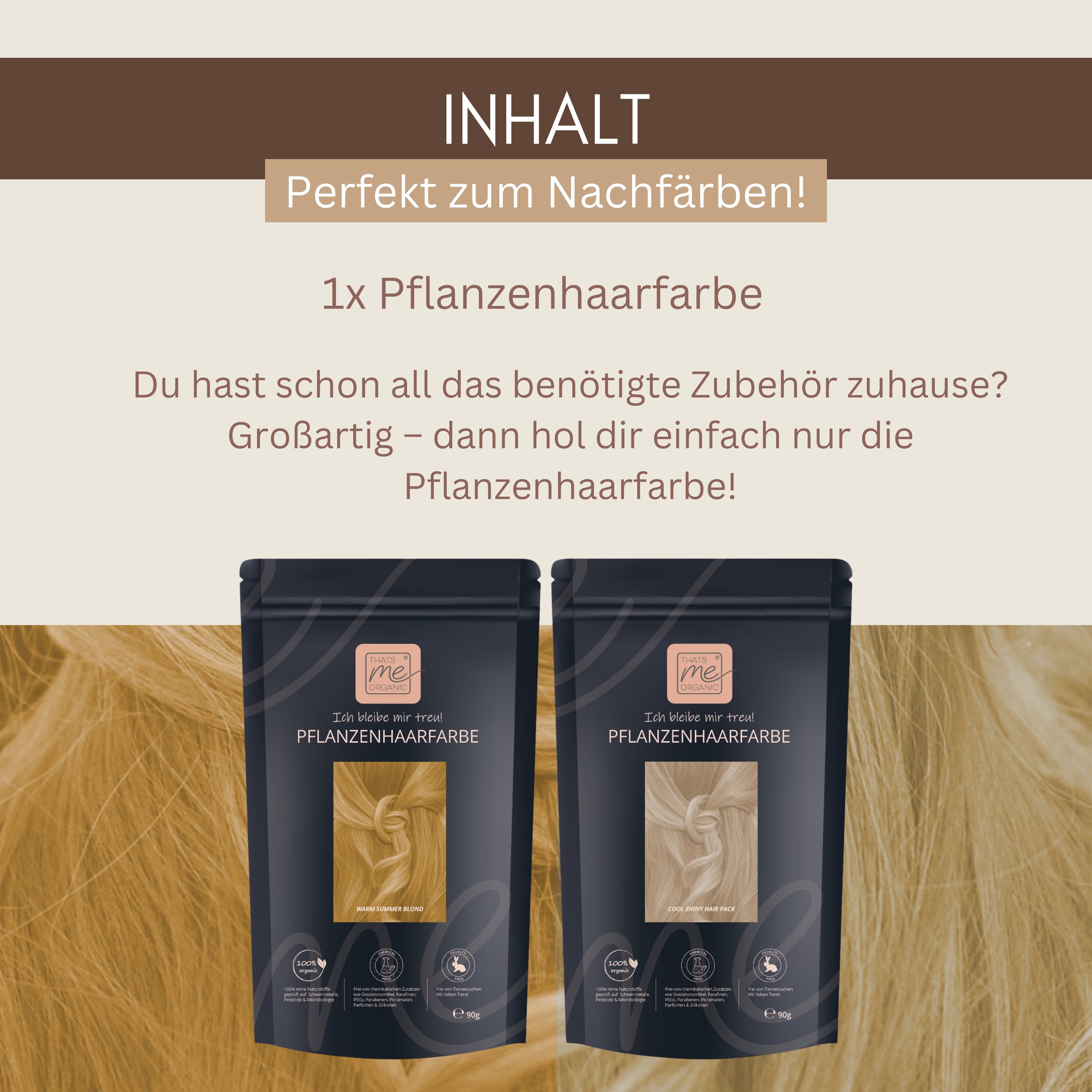 Profi-Pflanzenhaarfarbe kühles Summer-Blond "cool summer blond in 2-Steps" 2x 90g Nachfüllpacks