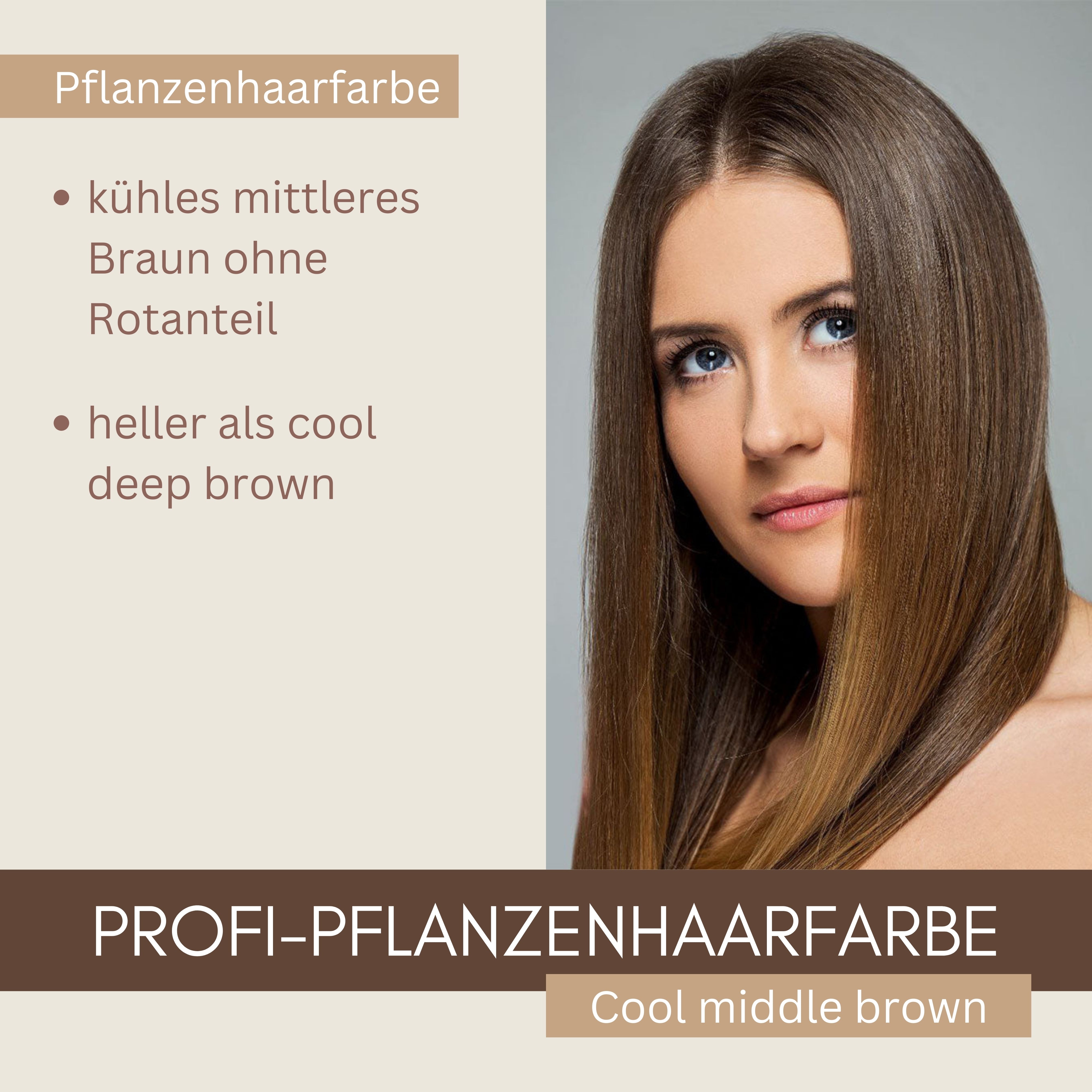 Professional plant hair color "Cool medium brown - cool middle brown" 90g refill pack
