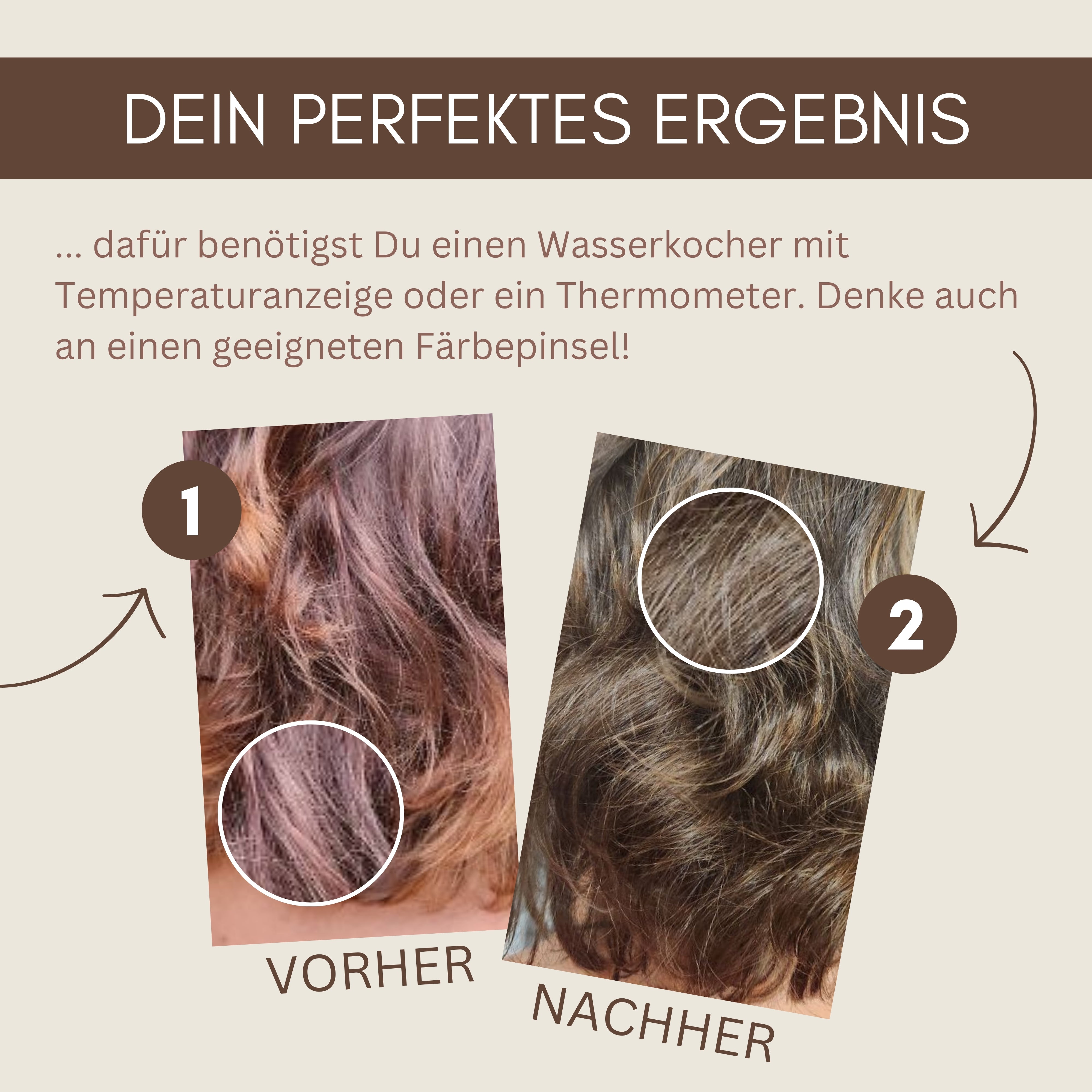 Profi-Pflanzenhaarfarbe SET "kühles mittleres braun - cool middle brown"