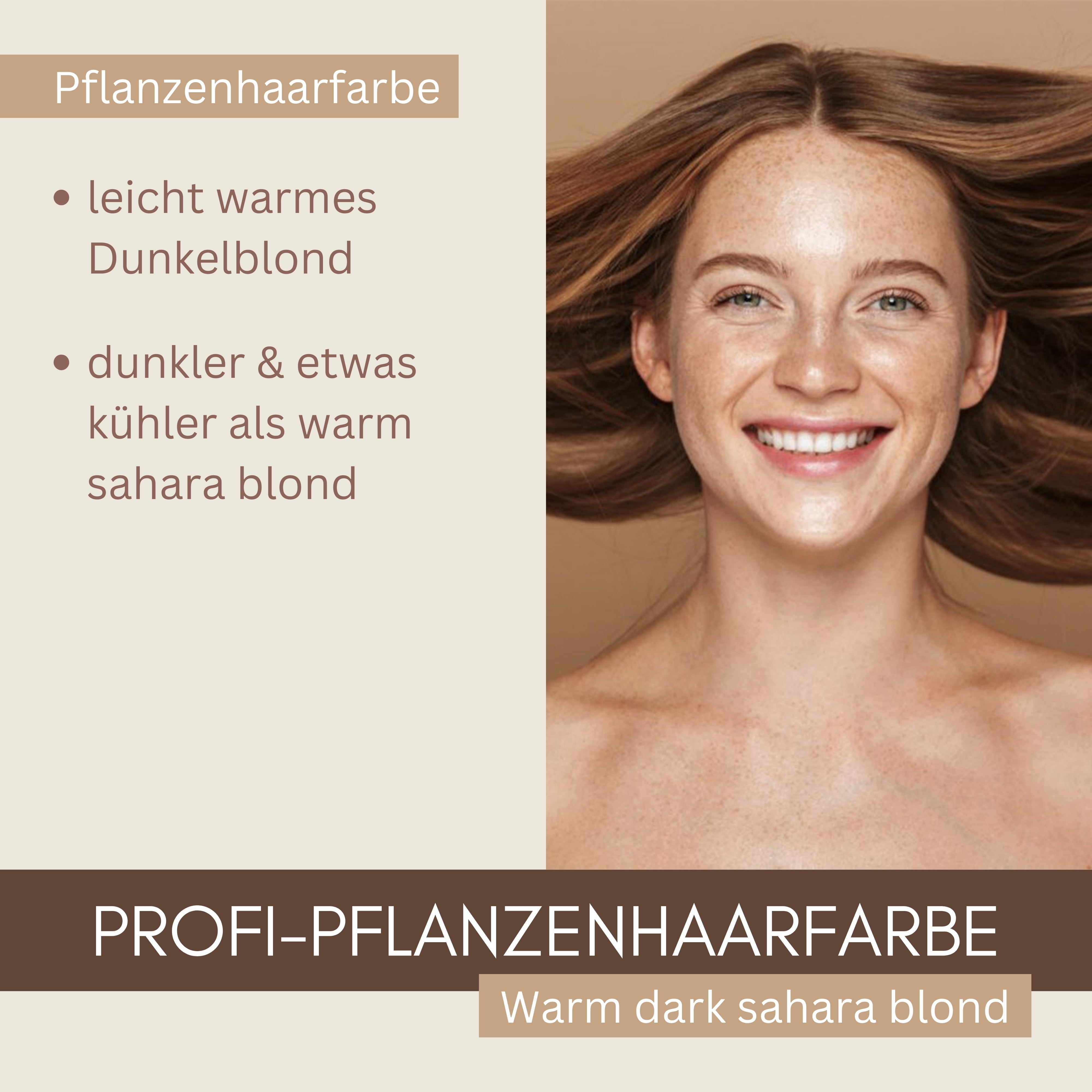 Profi-Pflanzenhaarfarbe "warmes dunkles sahara blond - warm dark sahara blond" 90g Nachfüllpack