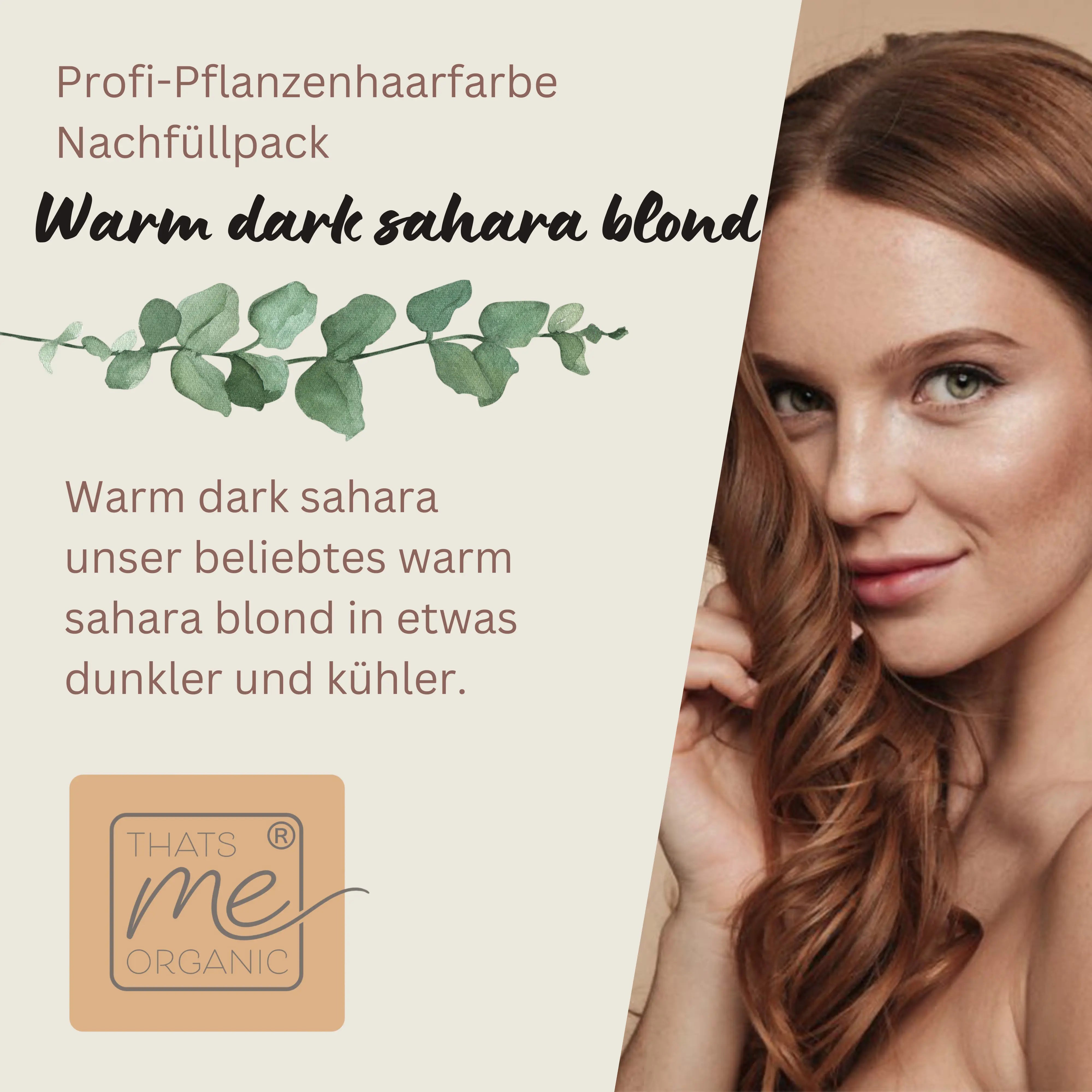 Profi-Pflanzenhaarfarbe "warmes dunkles sahara blond - warm dark sahara blond" 90g Nachfüllpack