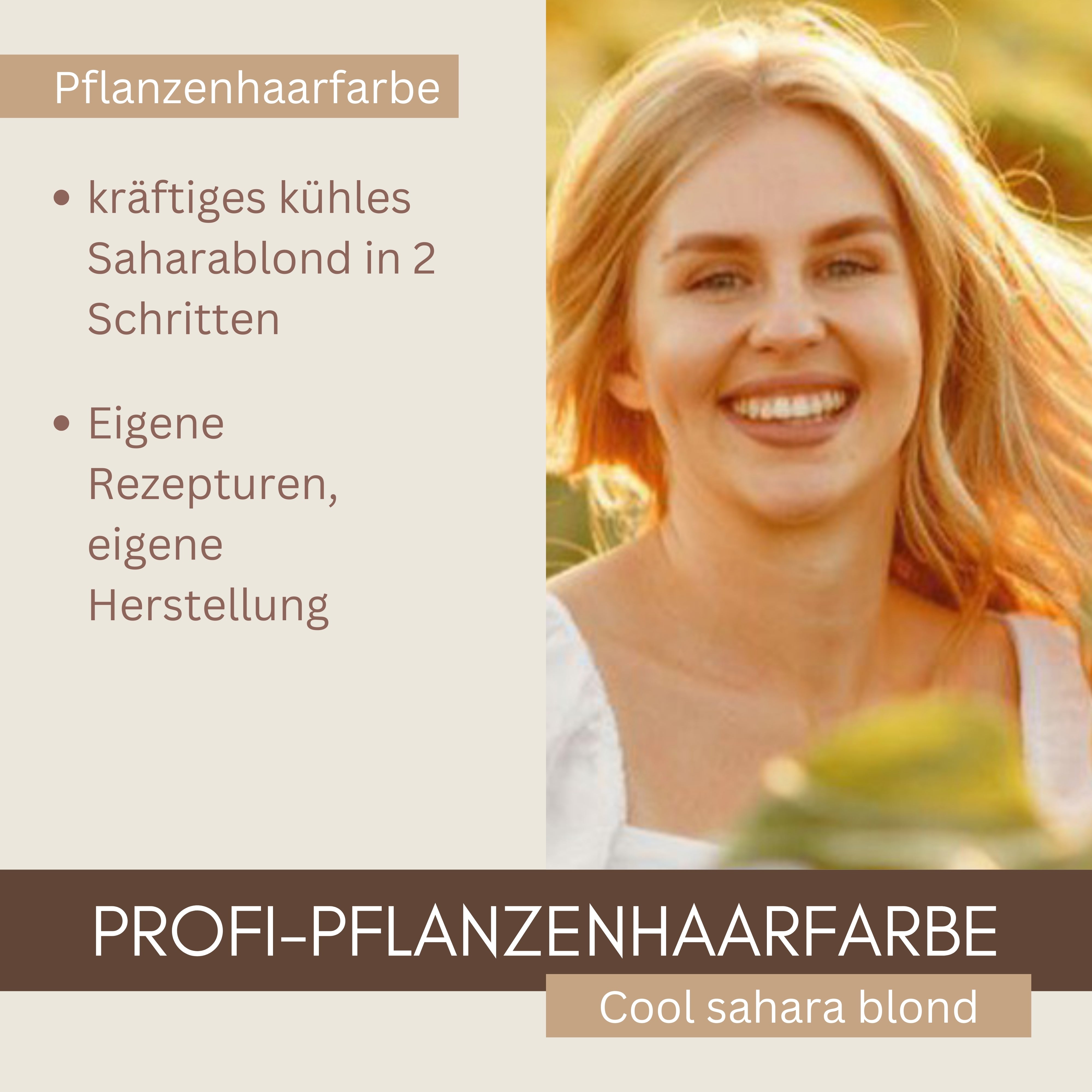Profi-Pflanzenhaarfarbe kühles Sahara-Blond "cool sahara blond in 2-Steps" 2x 90g Nachfüllpacks