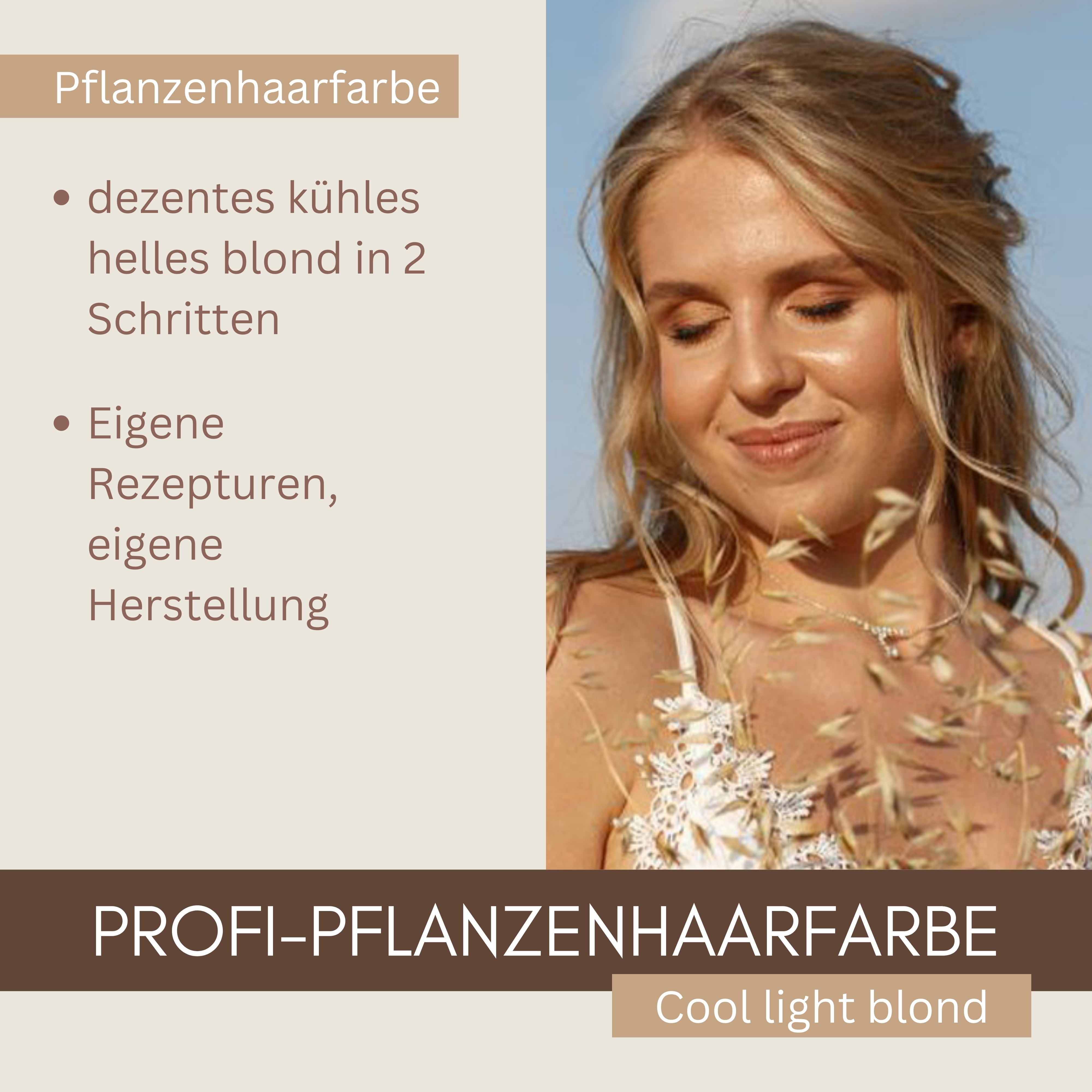 Profi-Pflanzenhaarfarbe kühles Hell-Blond "cool light blond in 2-Steps" 2x 90g Nachfüllpacks