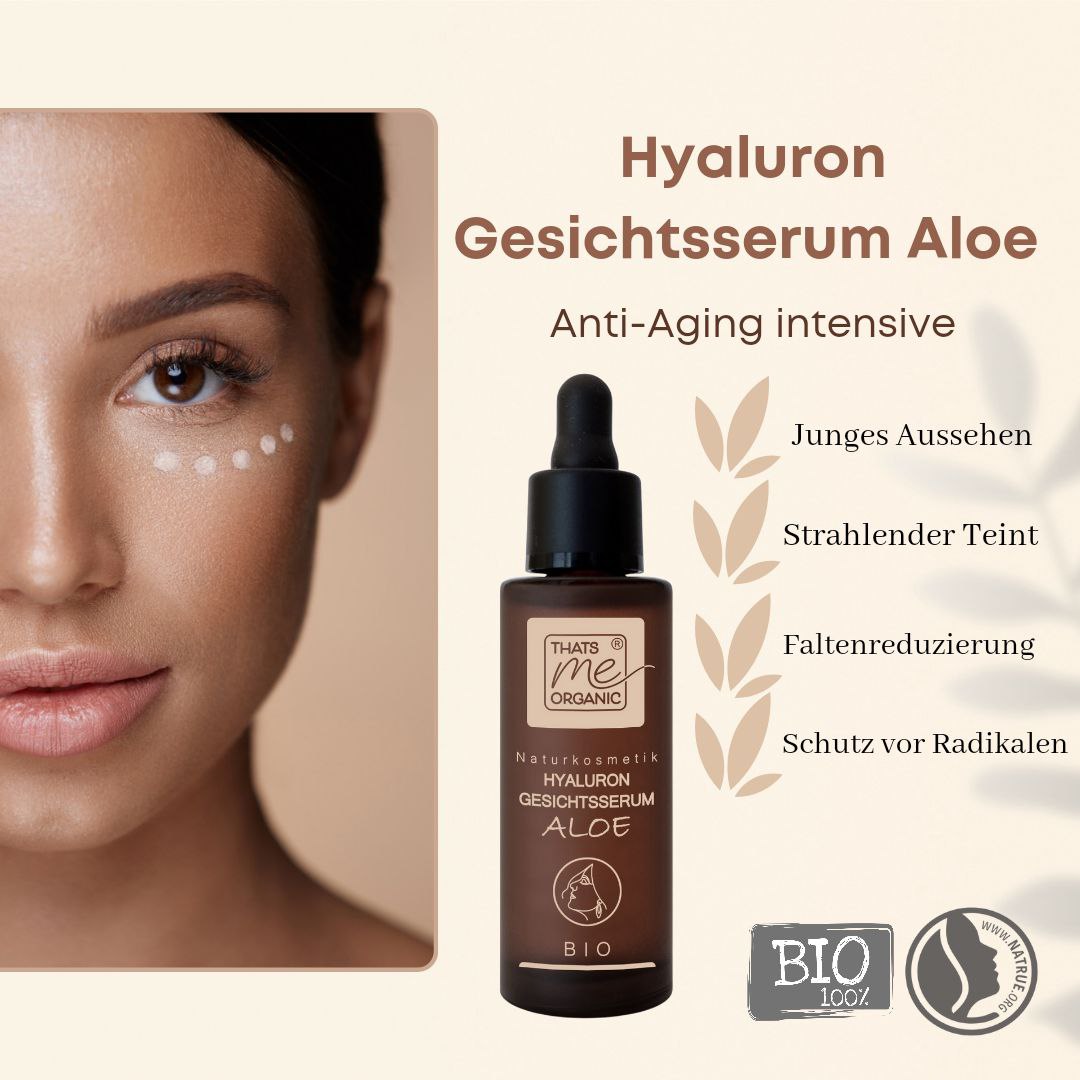 BIO Hyaluron-Gesichtsserum Aloe - Anti Aging - glättend + straffend 30ml vegan