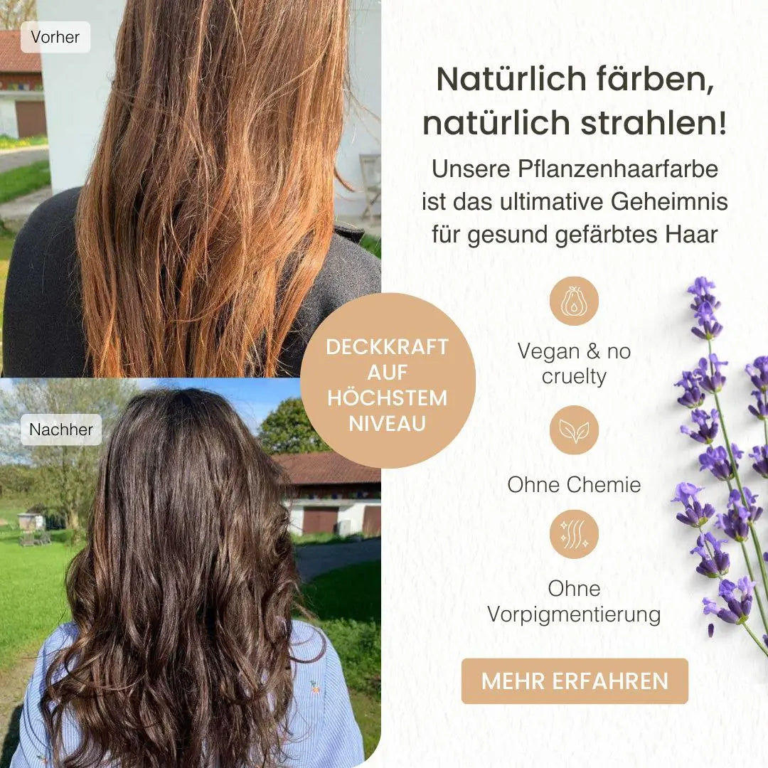 Profi-Pflanzenhaarfarbe "warmes Kastanien braun - warm chestnut brown" 90g Nachfüllpack