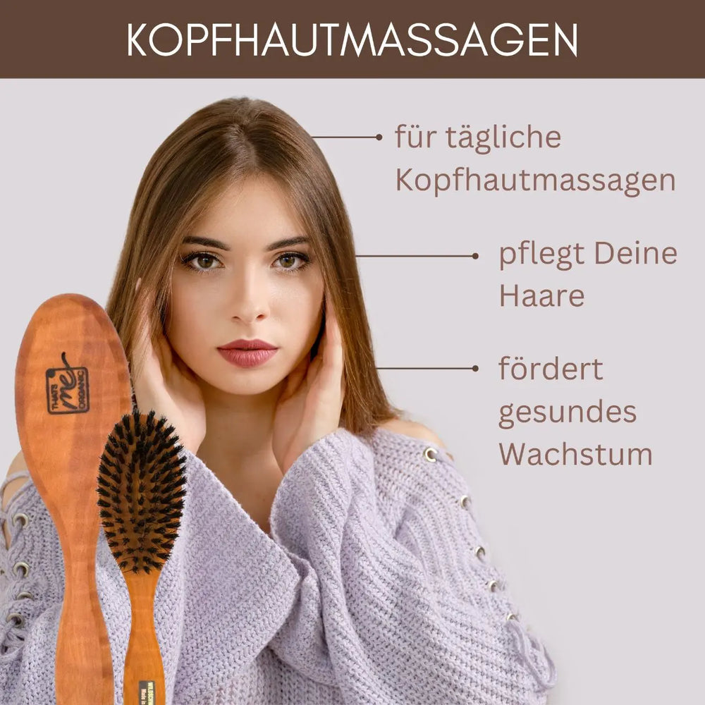 Profi-Haarbürste "Die Schlanke" aus Birnbaumholz & Wildschweinborste