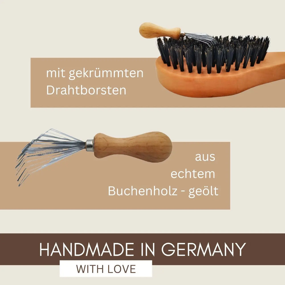 Profi-Bürsten-Reiniger "Kralle-Kalle" aus Buchenholz - der natürliche Haarentferner