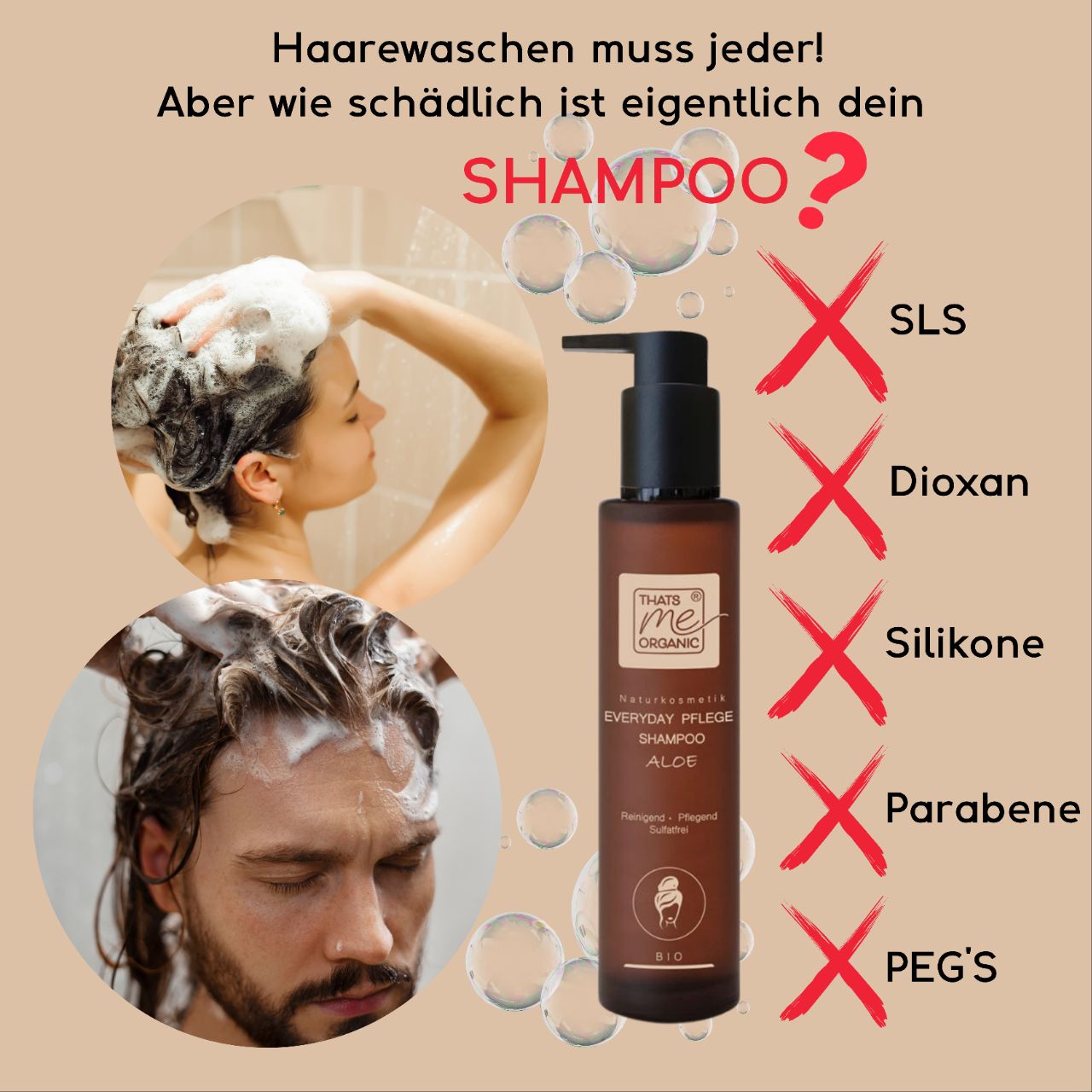 Shampoo per la cura BIOLOGICA "tutti i giorni" aloe 200ml cosmetici naturali senza solfati