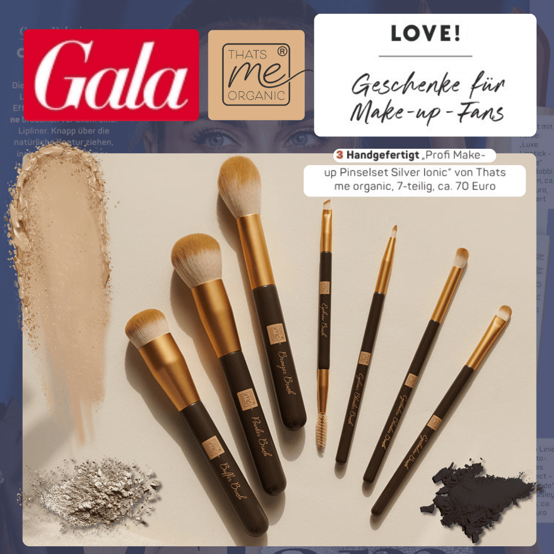 Profi Make-up Pinselset Silver Ionic – 7-teilig, vegan + antibakteriell für dekorative Kosmetik