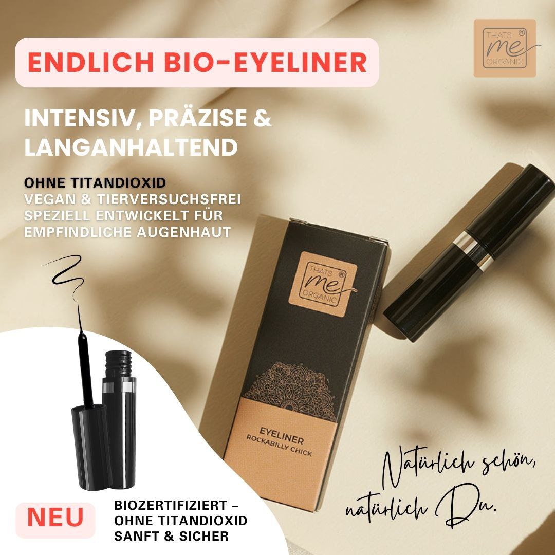 Thats me Organic® Bio Eyeliner in schwarzer Verpackung mit Box - vegan, ohne Titandioxid und ideal für empfindliche Augen.