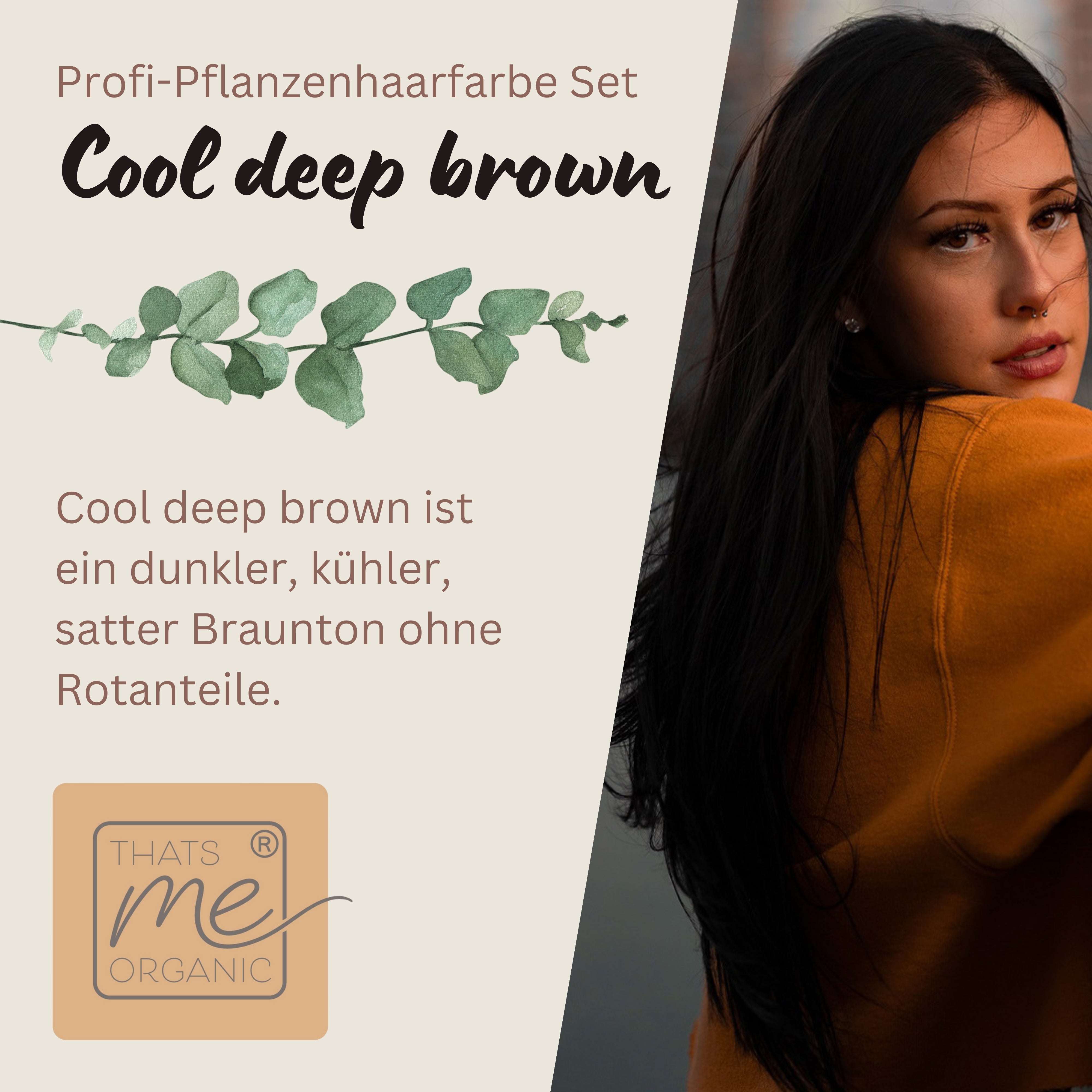 Profi-Pflanzenhaarfarbe kühles dunkles Braun "cool deep brown" 90g Nachfüllpack